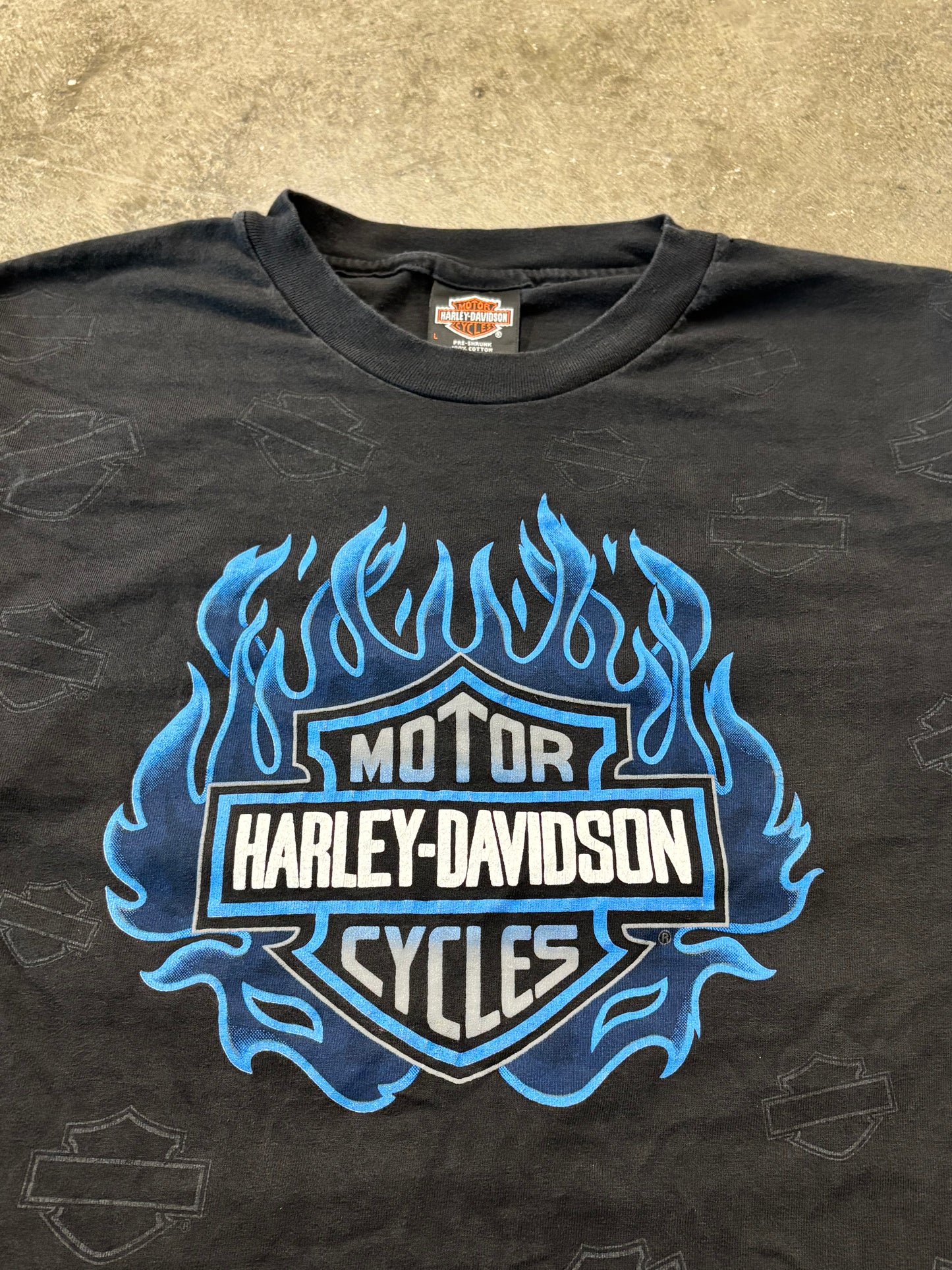 Vintage Harley Davidson Blue Flame Ball size large shirt