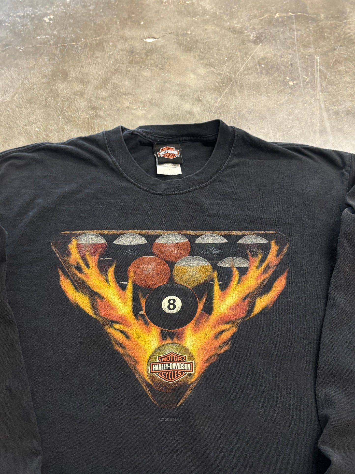 Vintage Harley Davidson Pool Ball long sleeve size large