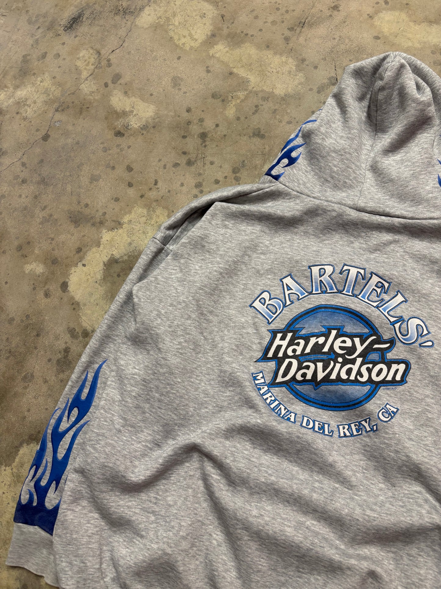 Vintage Harley Davidson Blue Flame zip up hoodie size XXXL