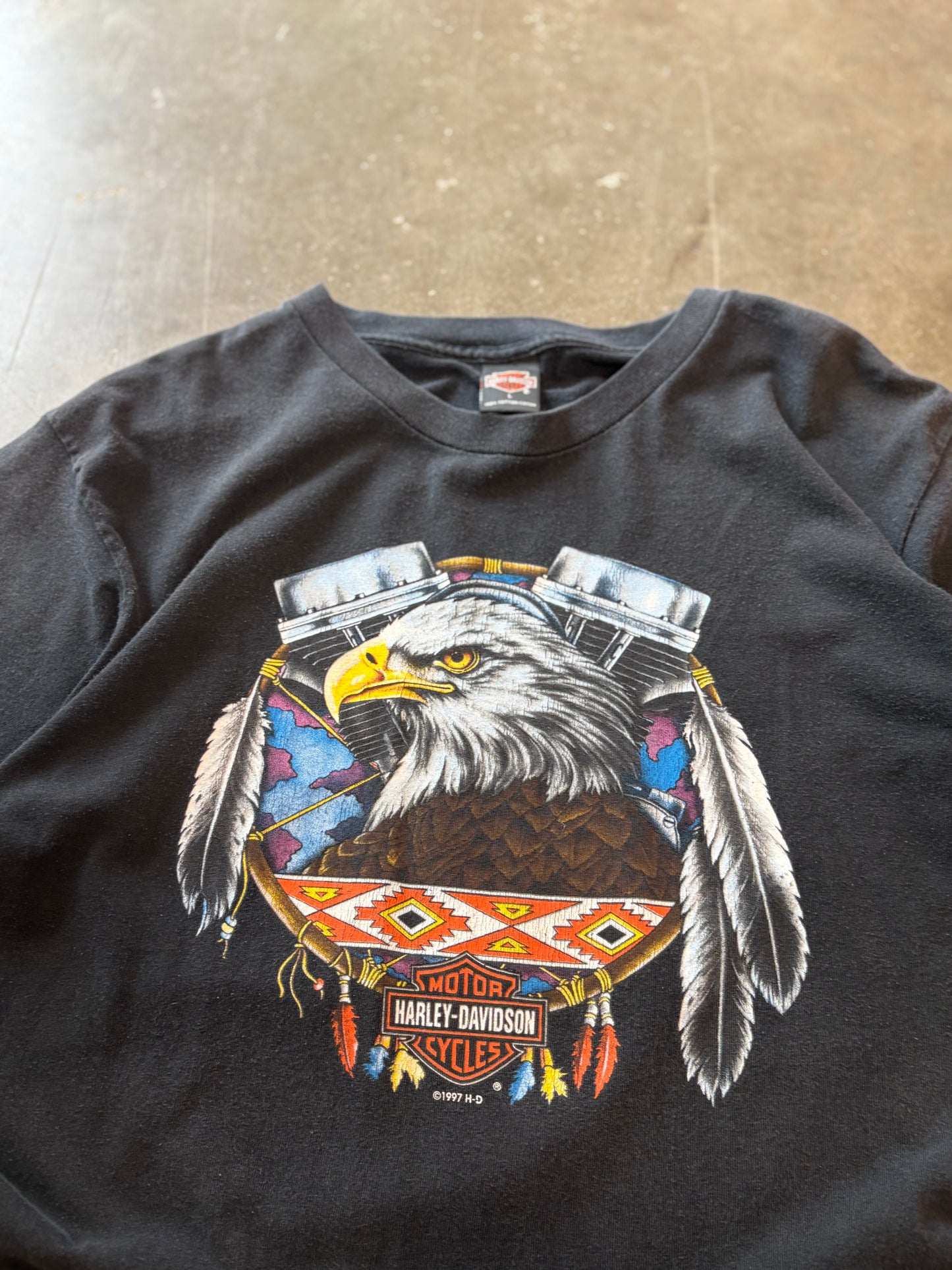 Vintage Harley Davidson Eagle engine shirt size large