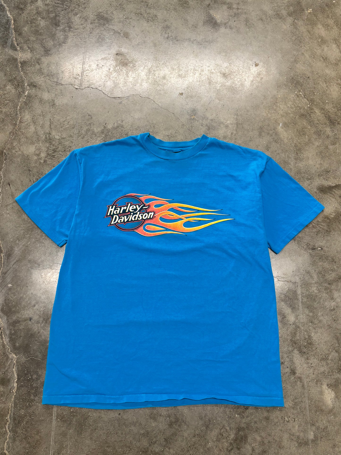Vintage Harley Davidson Blue Blank Flame ball size xl shirt