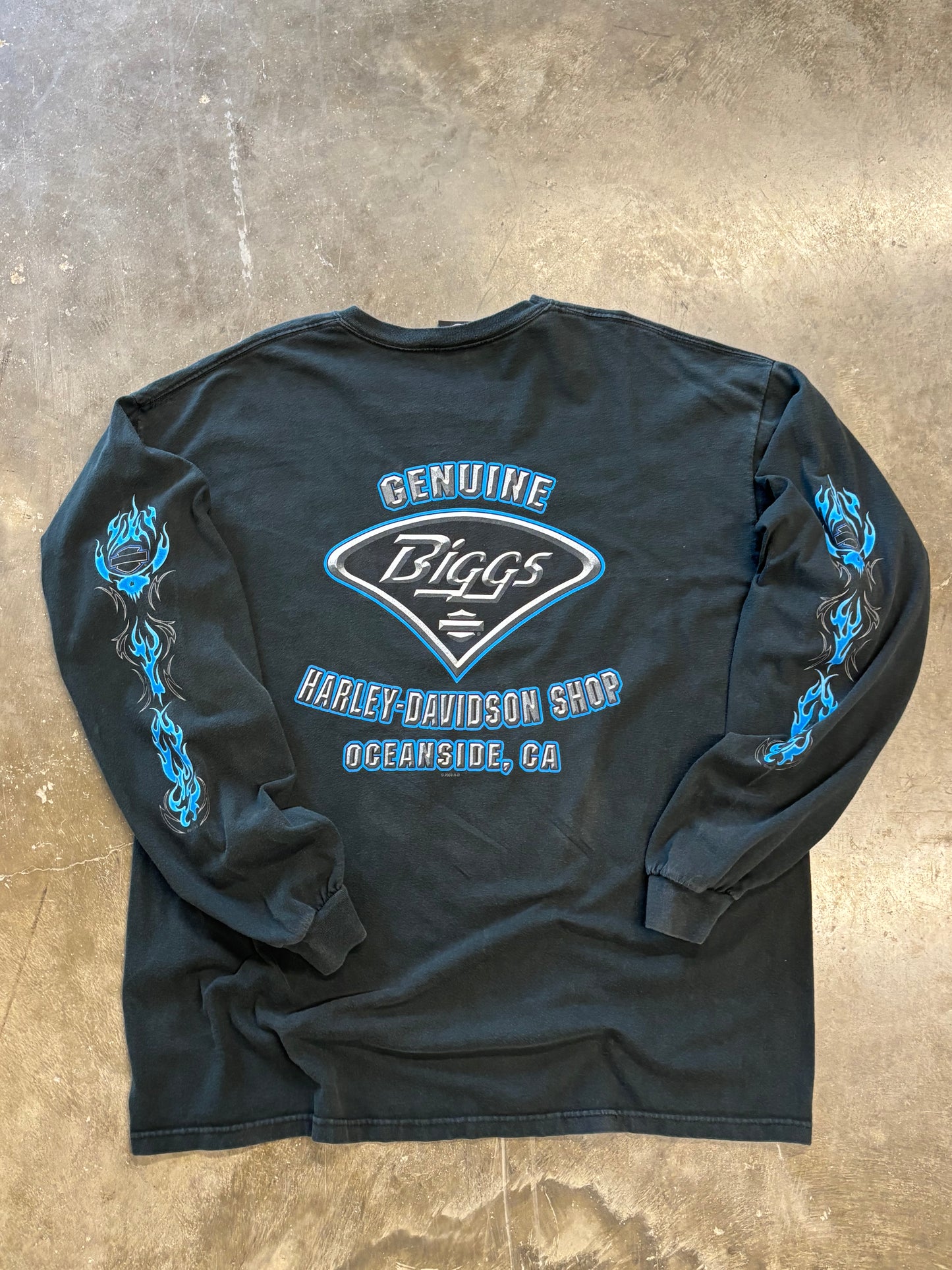Vintage Harley Davison Blue skull long sleeve size xxl