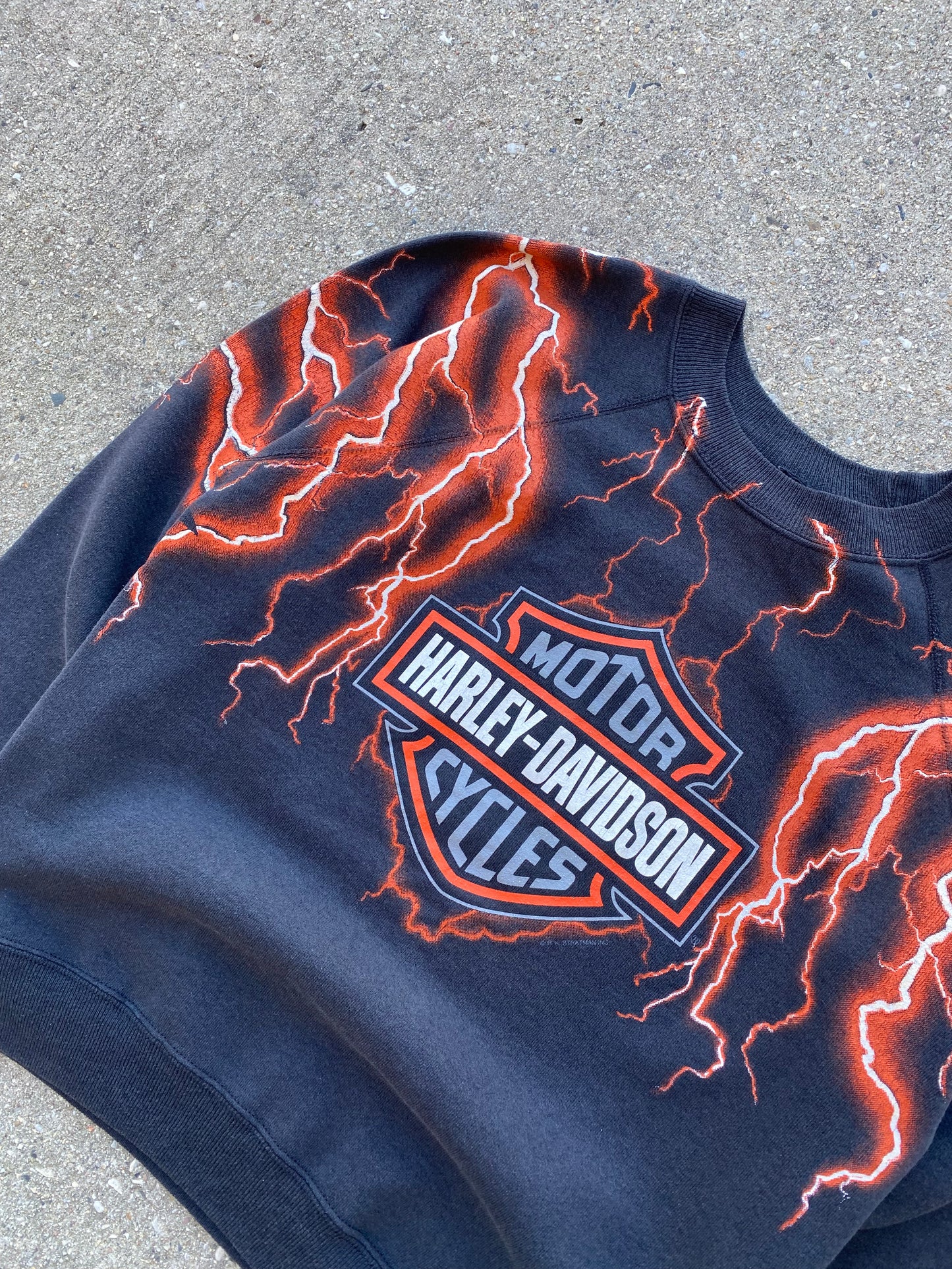 Vintage Harley Davidson lightning AOP sweatshirt size medium