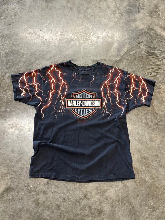 Vintage Harley Davidson orange lightning shirt size xl