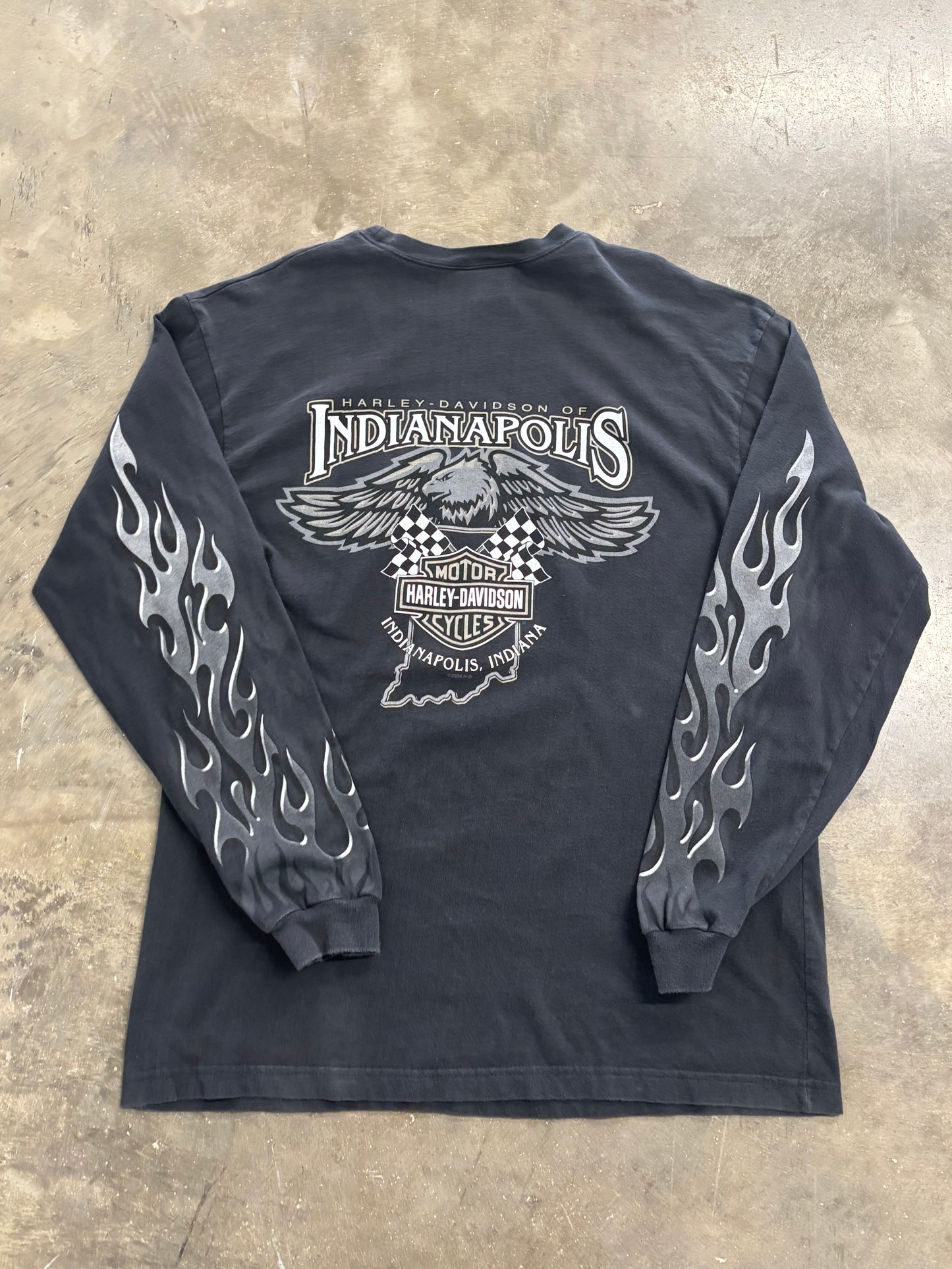 Vintage Harley Davidson chrome flame long sleeve size large