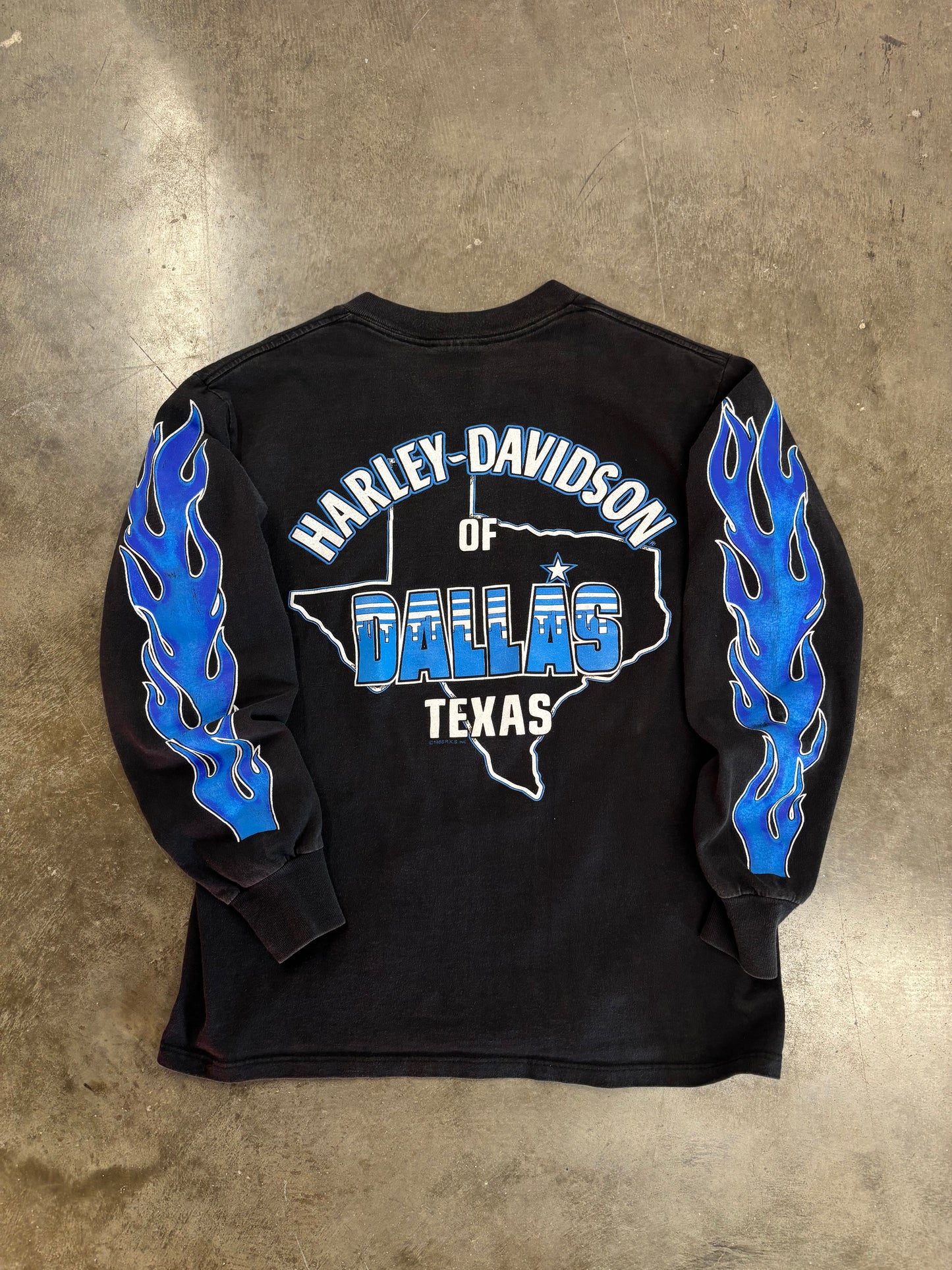Vintage Harley Davidson Blue Flame shirt size large