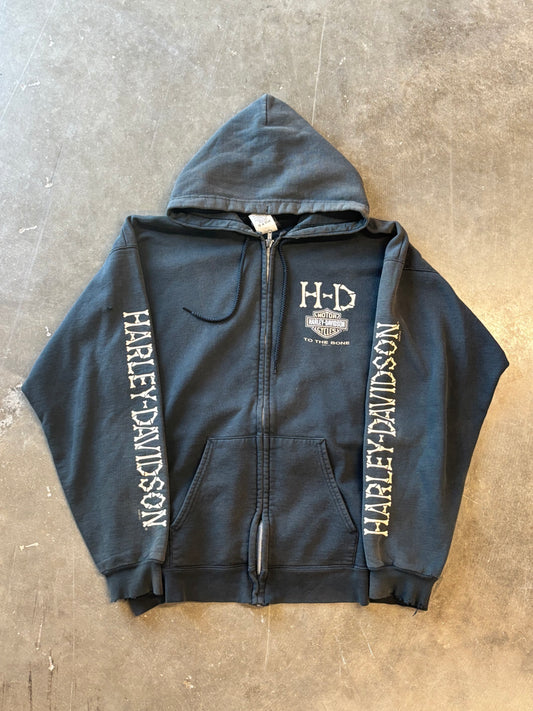 Vintage Harley Davidson bone zip up hoodie size medium