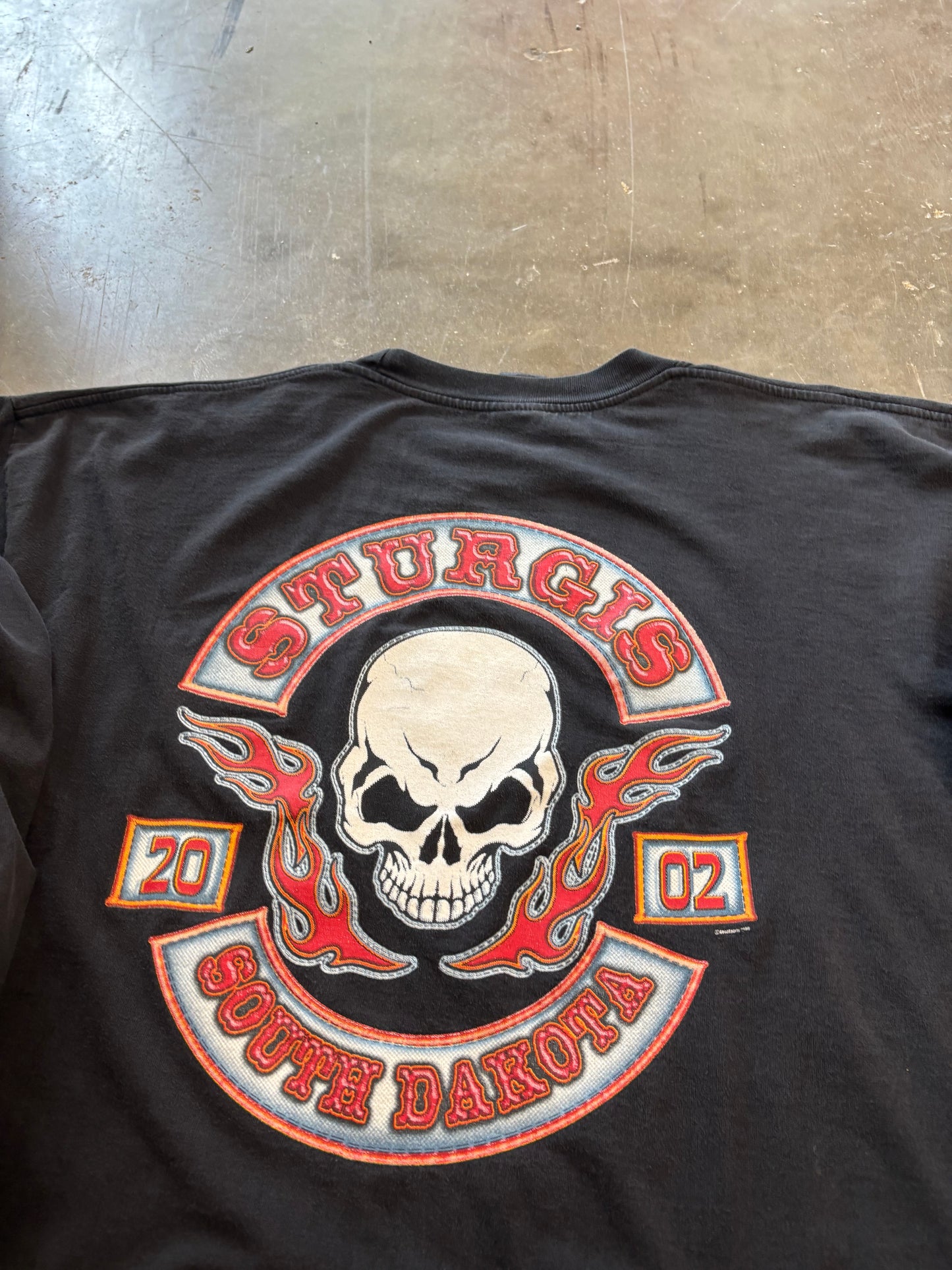 Vintage Biker flaming skull long sleeve size XXL
