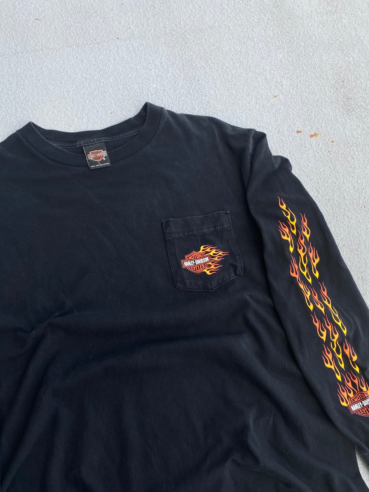 Vintage Harley Davidson Pocket Flame Long sleeve size large