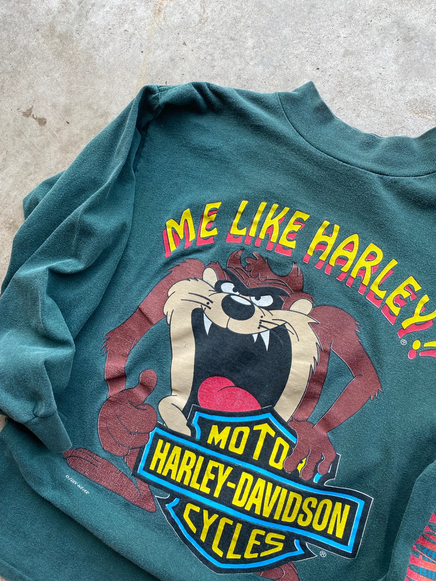 Vintage Taz looney Tunes Harley Davidson Long sleeve size medium