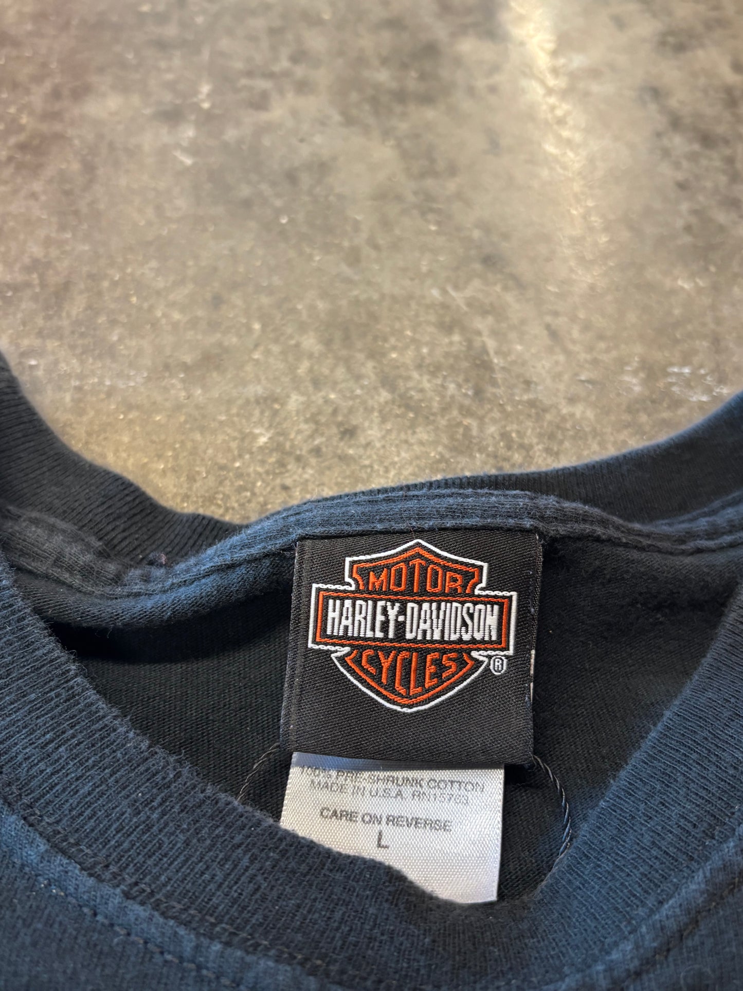 Vintage Harley Davidson blue ribbon long sleeve size large