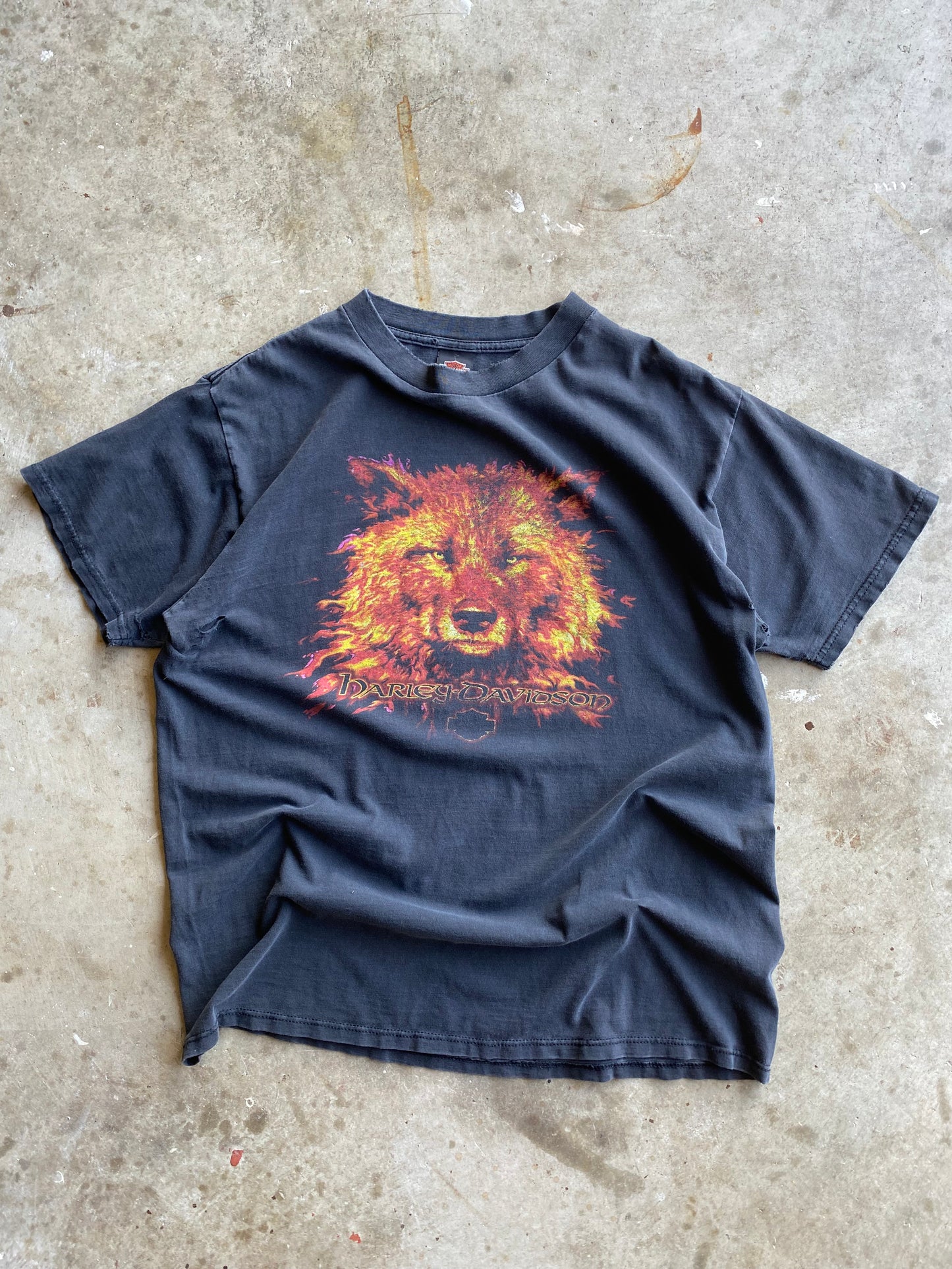 Vintage Harley Davidson Flaming Wolf shirt size Extra large