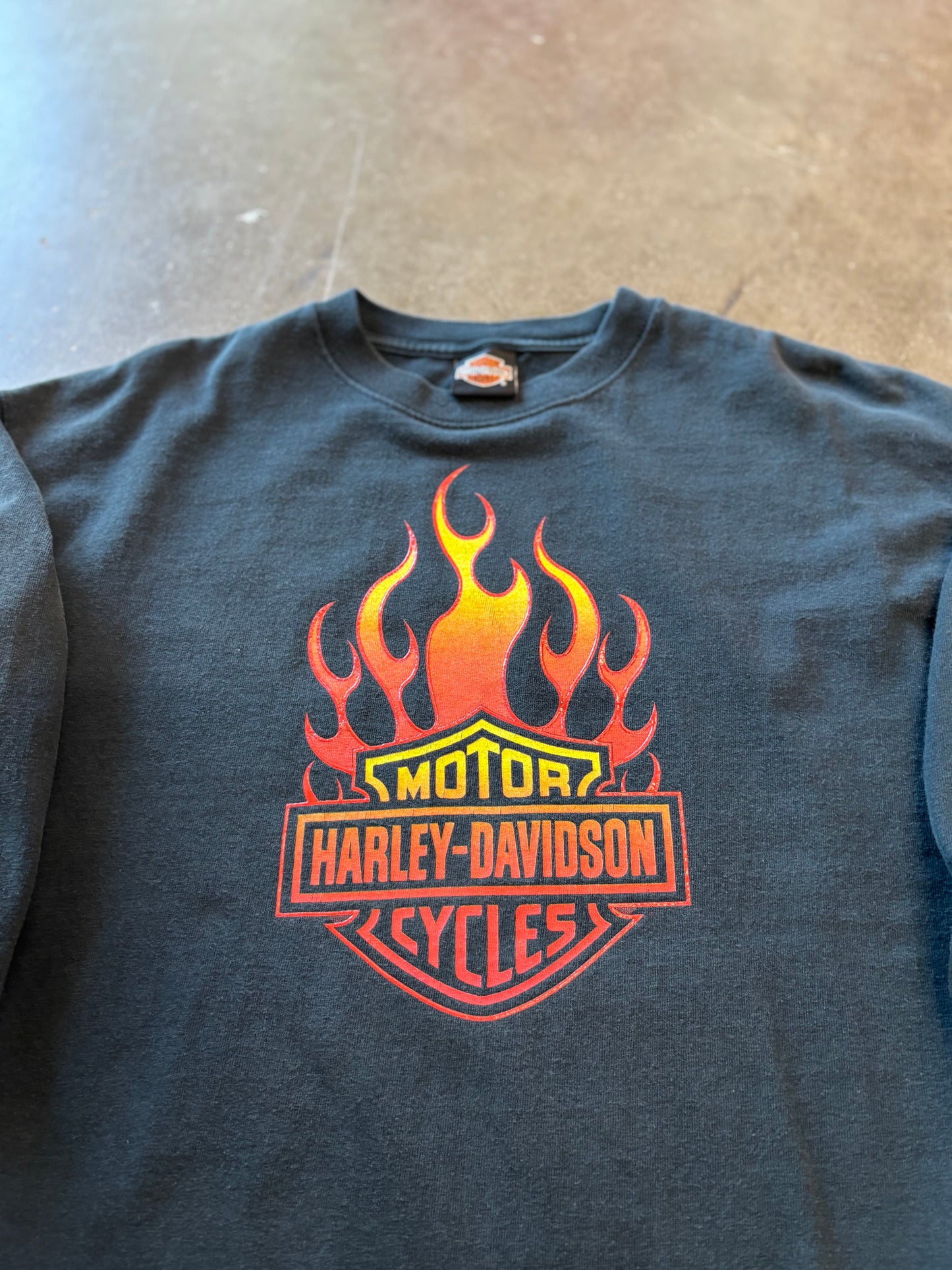 Vintage Harley Davidson Red flame long sleeve size xl