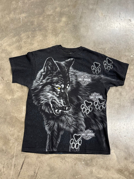 Vintage Harley Davidson Wolf AOP shirt size large