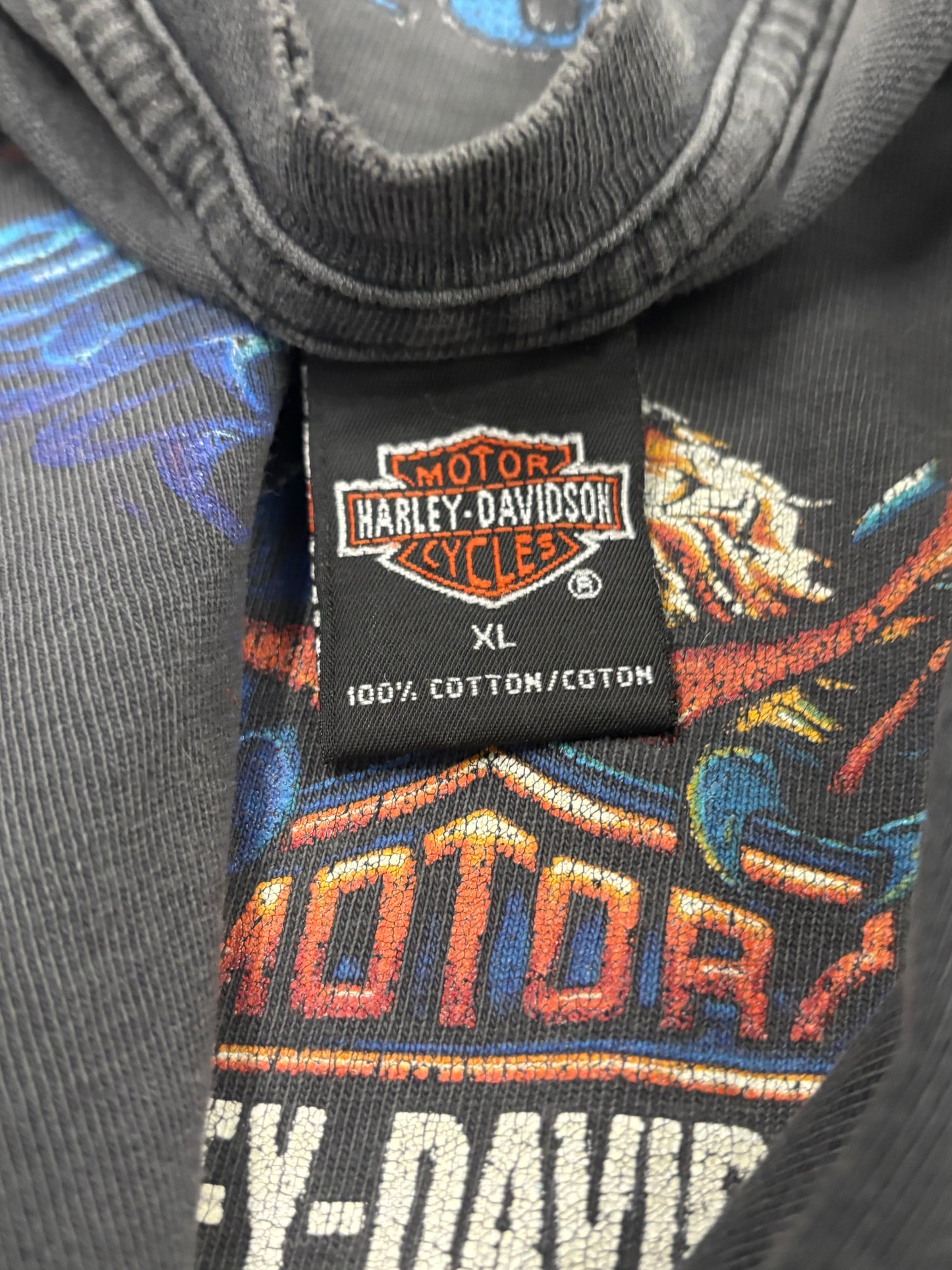 Vintage Thrashed and Faded out Harley Long sleeve flaming eagle size xl shirt
