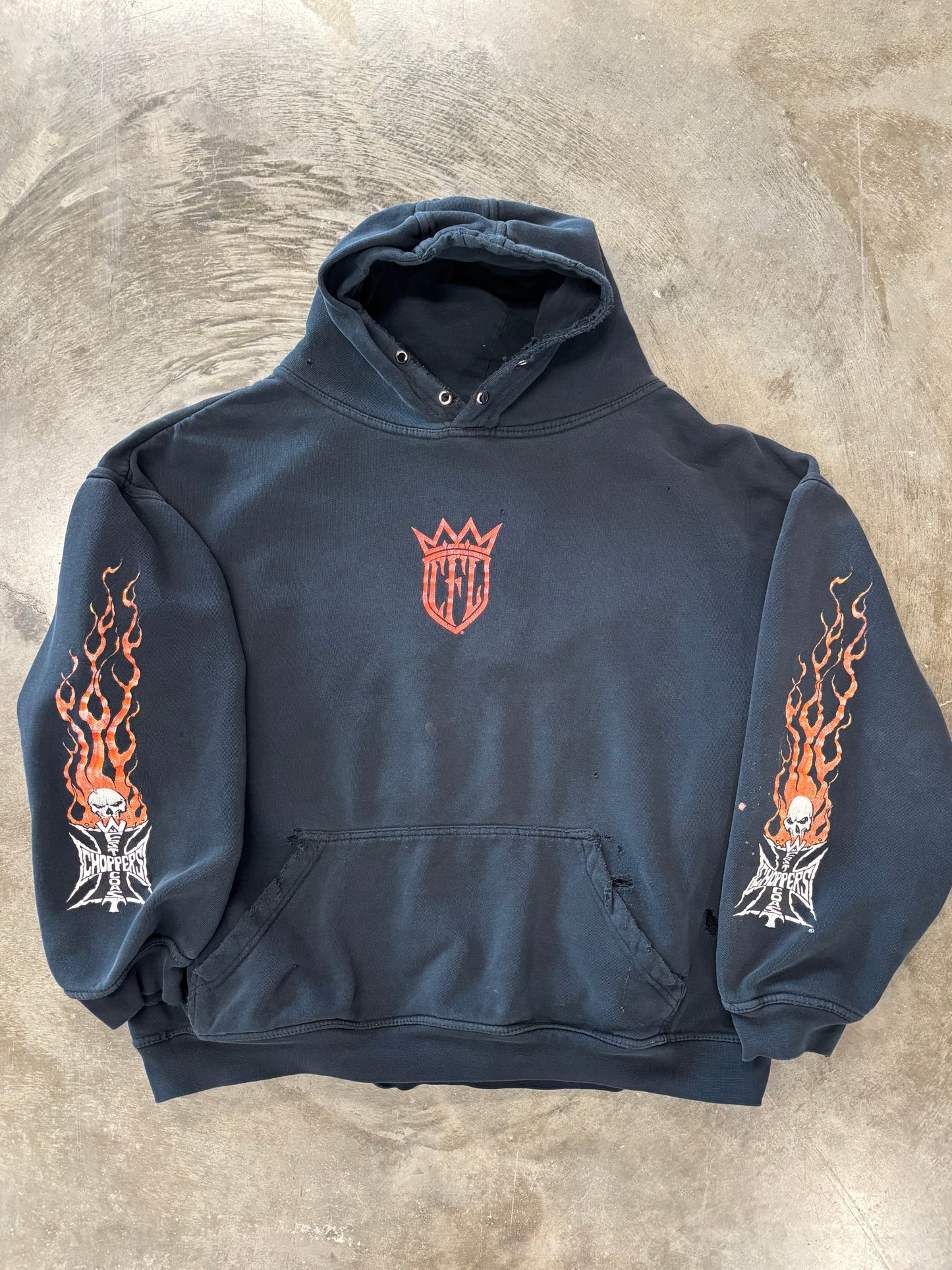 Vintage Boxy Thrashed West Coast choppers hoodie size large