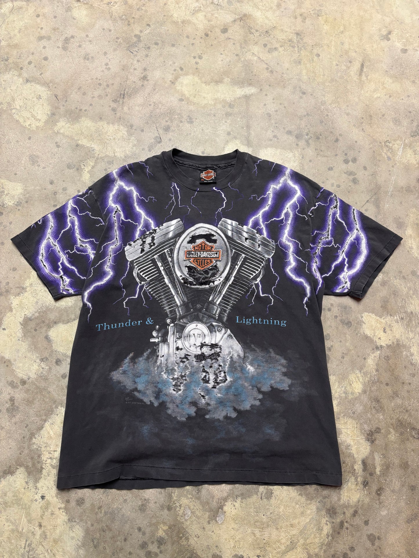 Vintage Harley Davidson purple lightening AOP shirt size XL