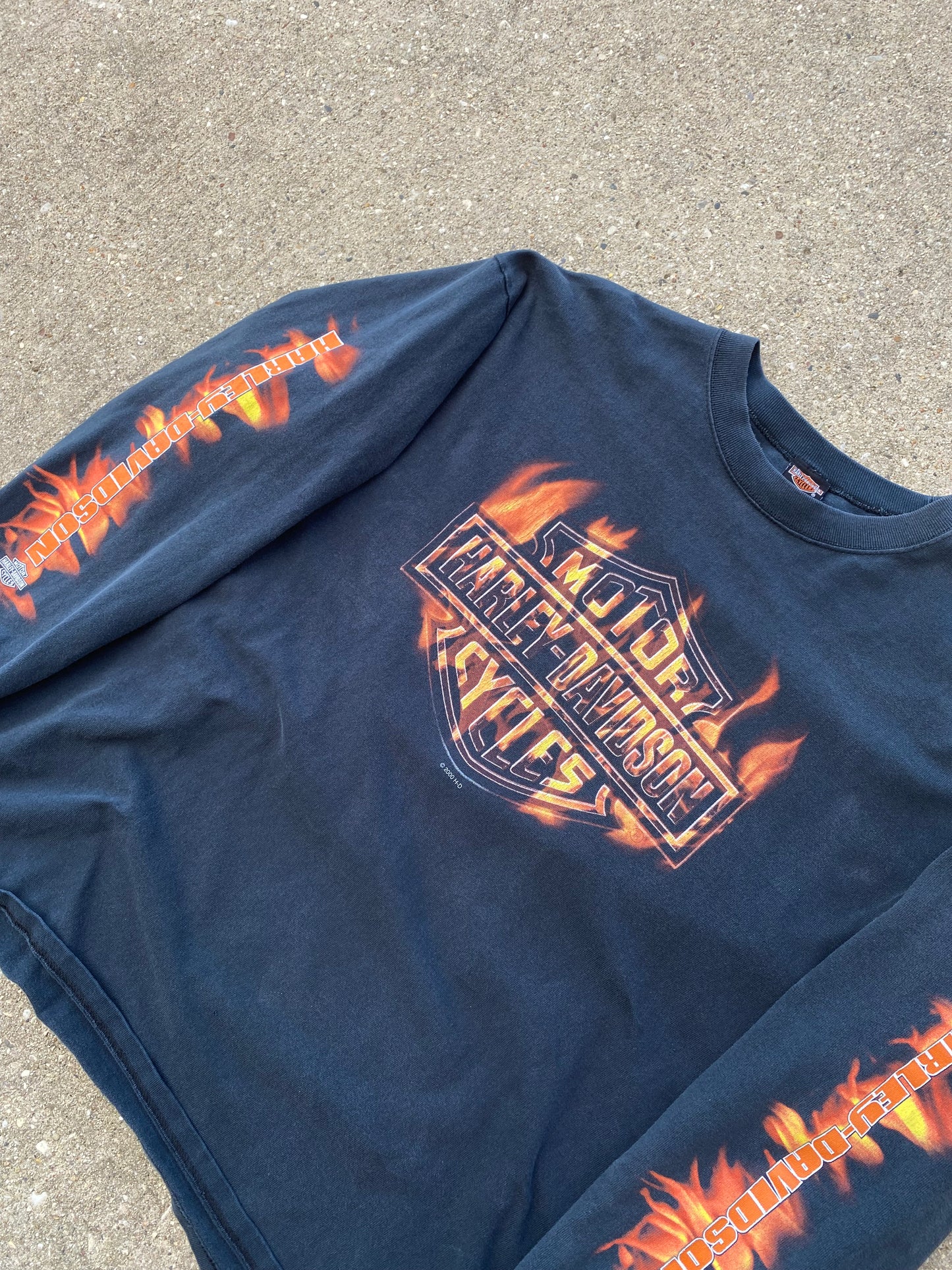 Vintage flame ball Harley Davidson long sleeve shirt size extra large