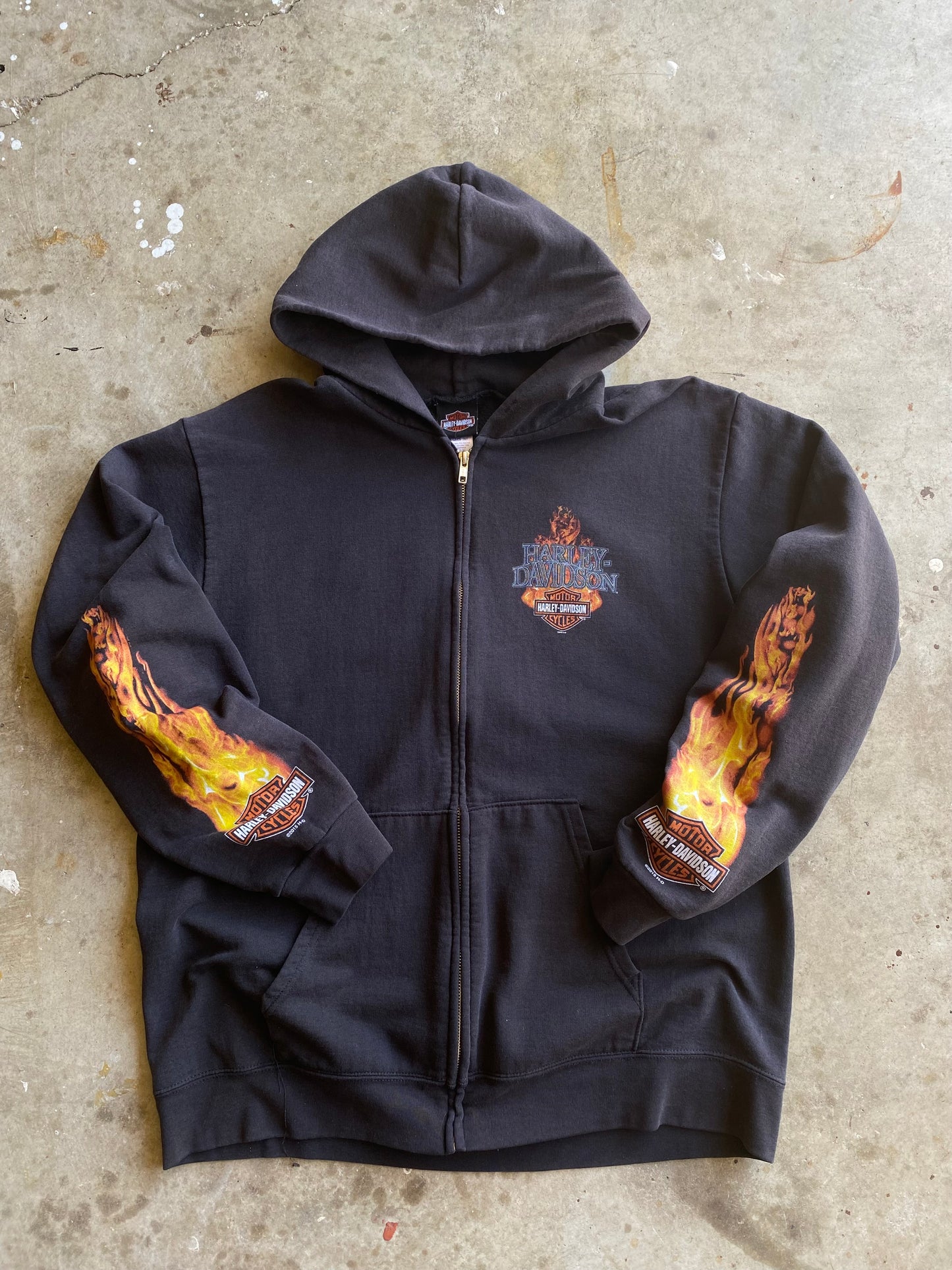 Harley Davidson flame zip up hoodie size extra large