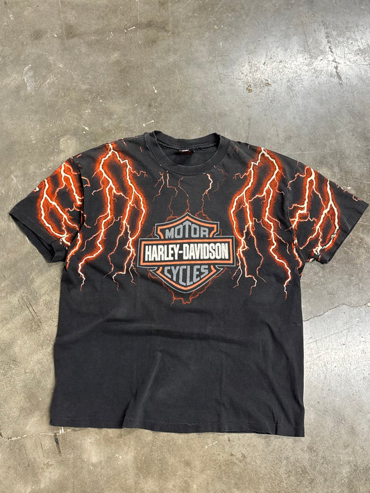 Vintage Harley Davidson orange lightning shirt size xl
