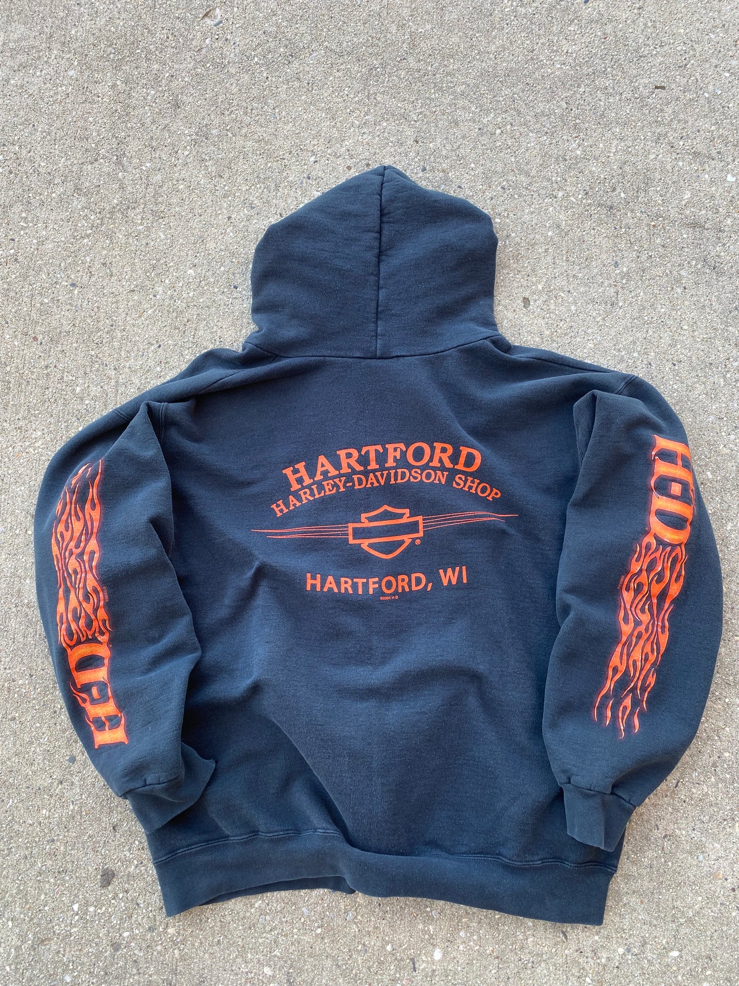 Vintage Harley Davidson Flame sleeve zip up hoodie size medium