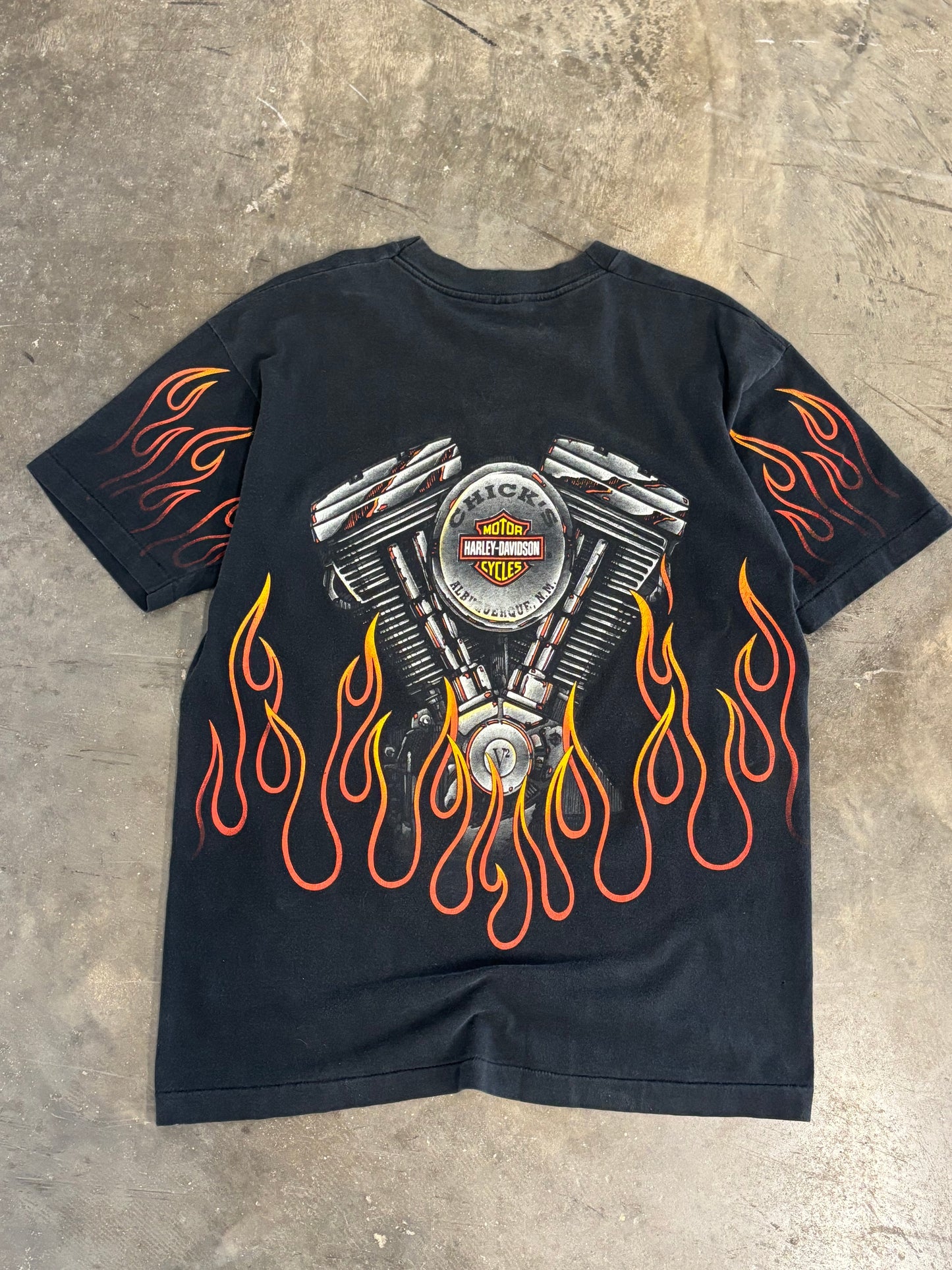 Vintage HARLEY flaming aop size large