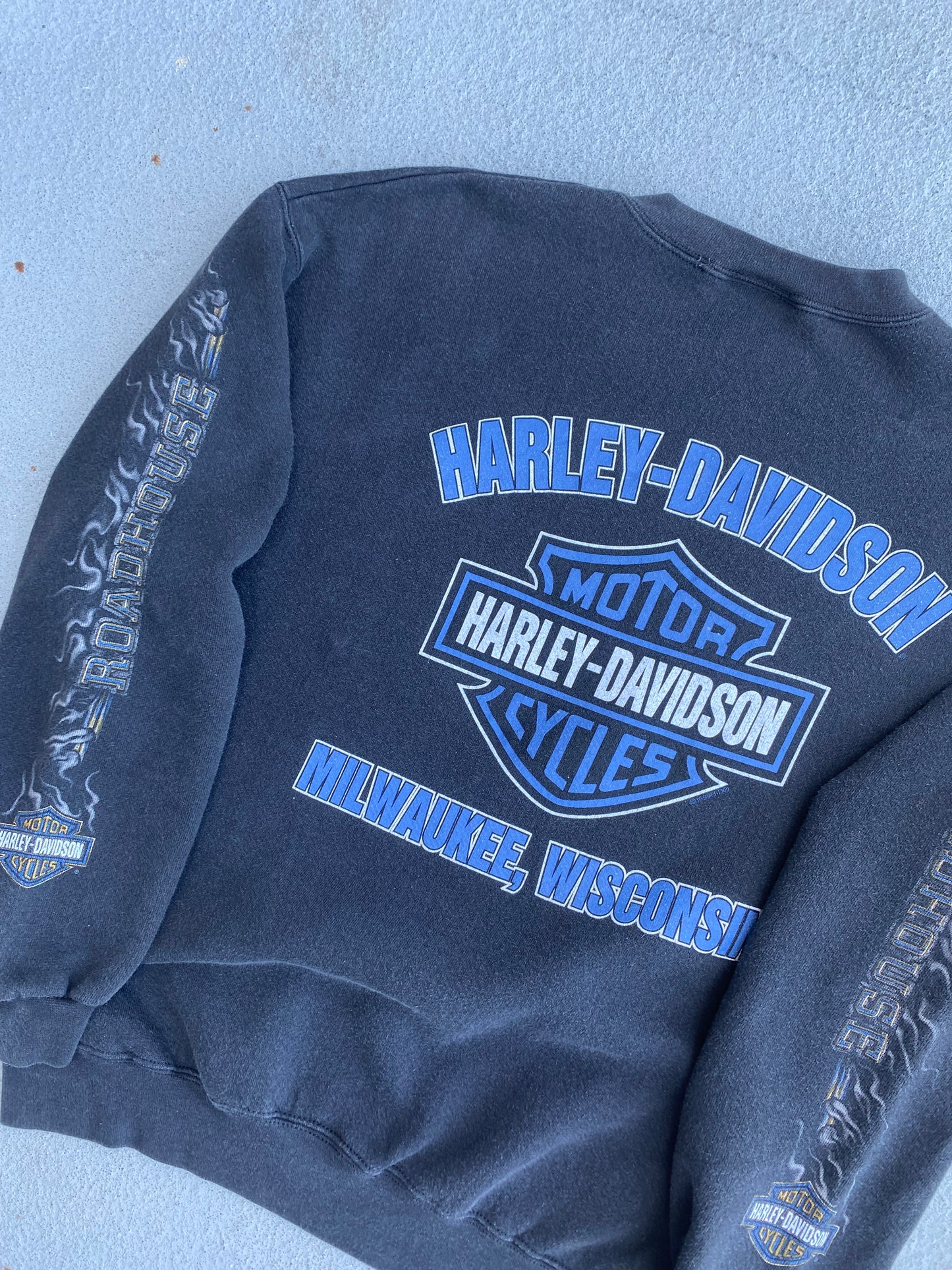 Vintage Harley Davidson Flame sleeves Sweatshirt Size Medium