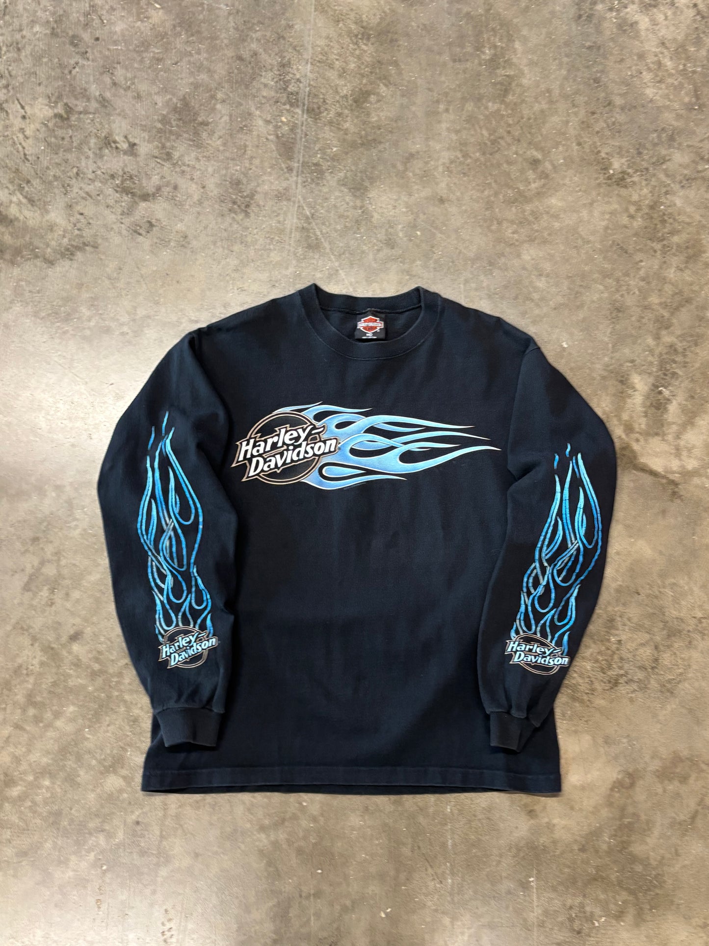 Vintage Harley Davidson blue flame size medium