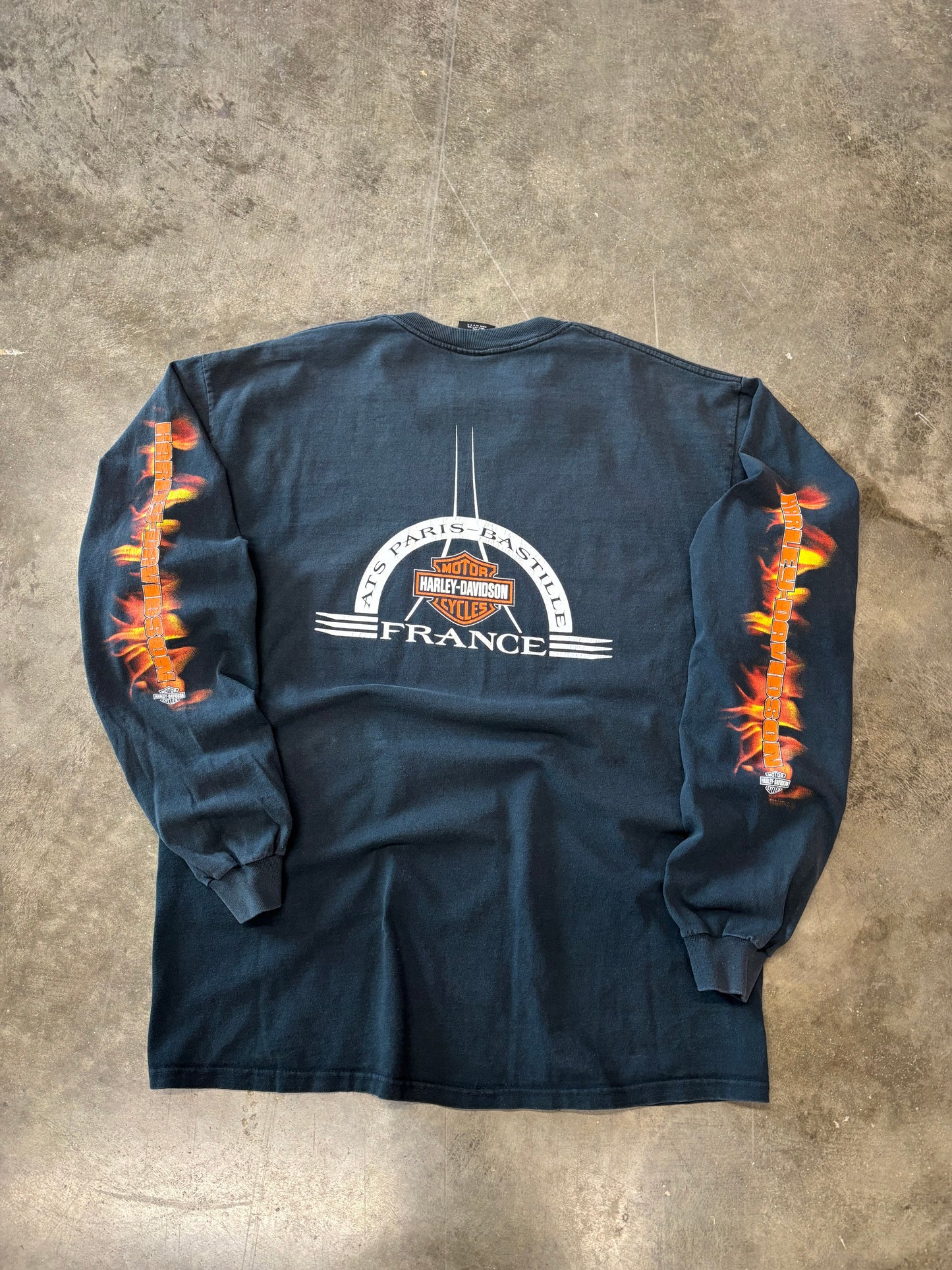 Vintage Harley Davidson Flame ball long sleeve size xl