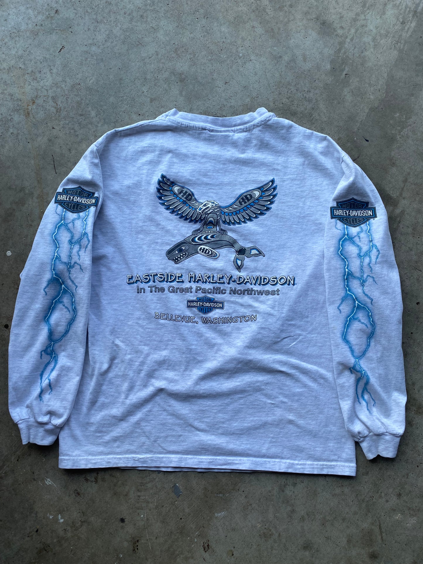 Vintage Harley Davidson Heather Gray Lightning Long sleeve size large
