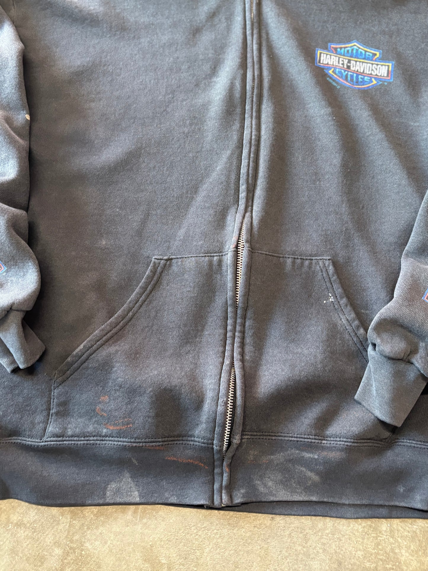 Vintage Harley Davidson thrashed zip up hoodie size large