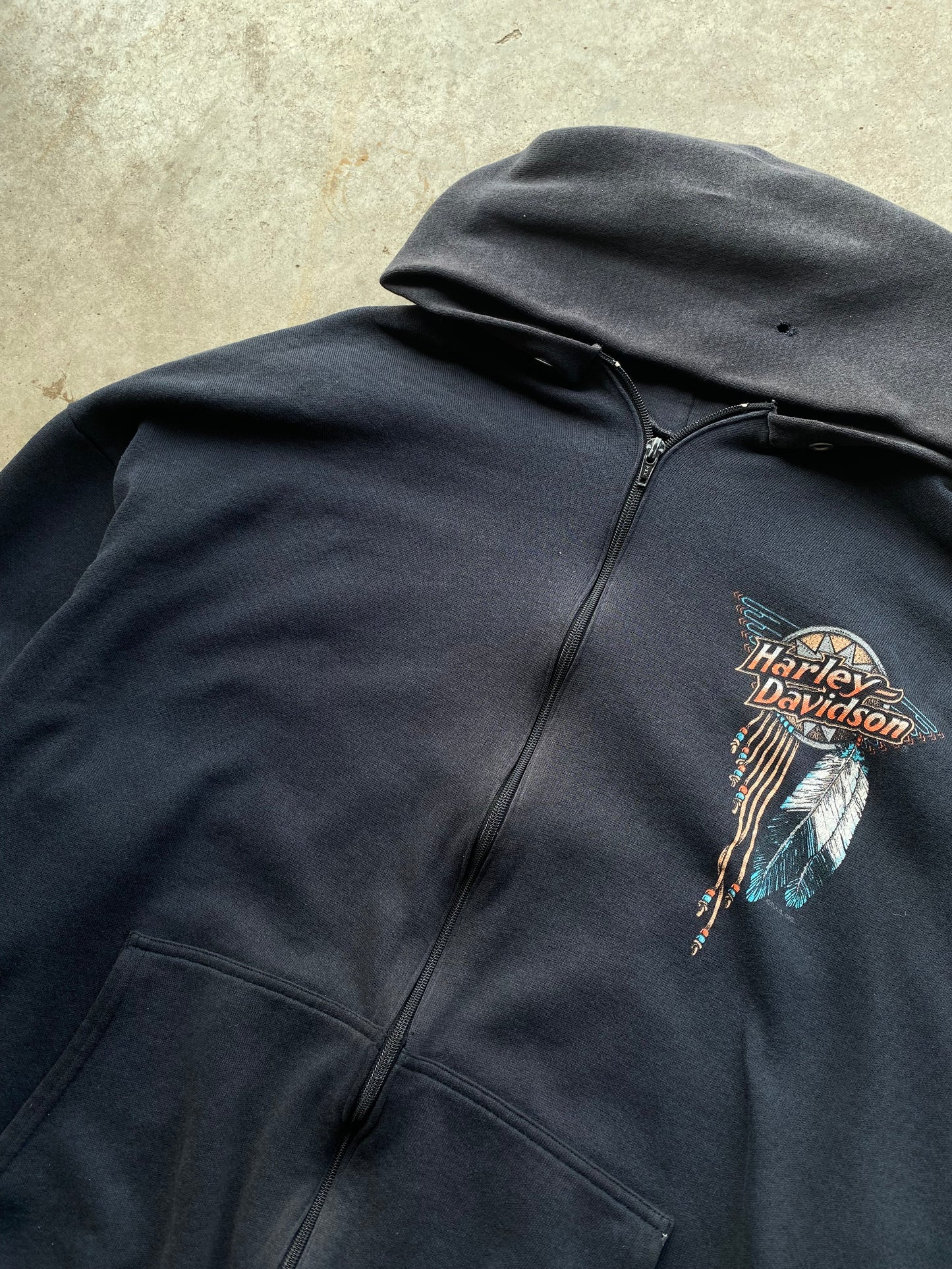 Vintage Harley Davidson Dreamcatcher Zip Up Hoodie Size XXXL