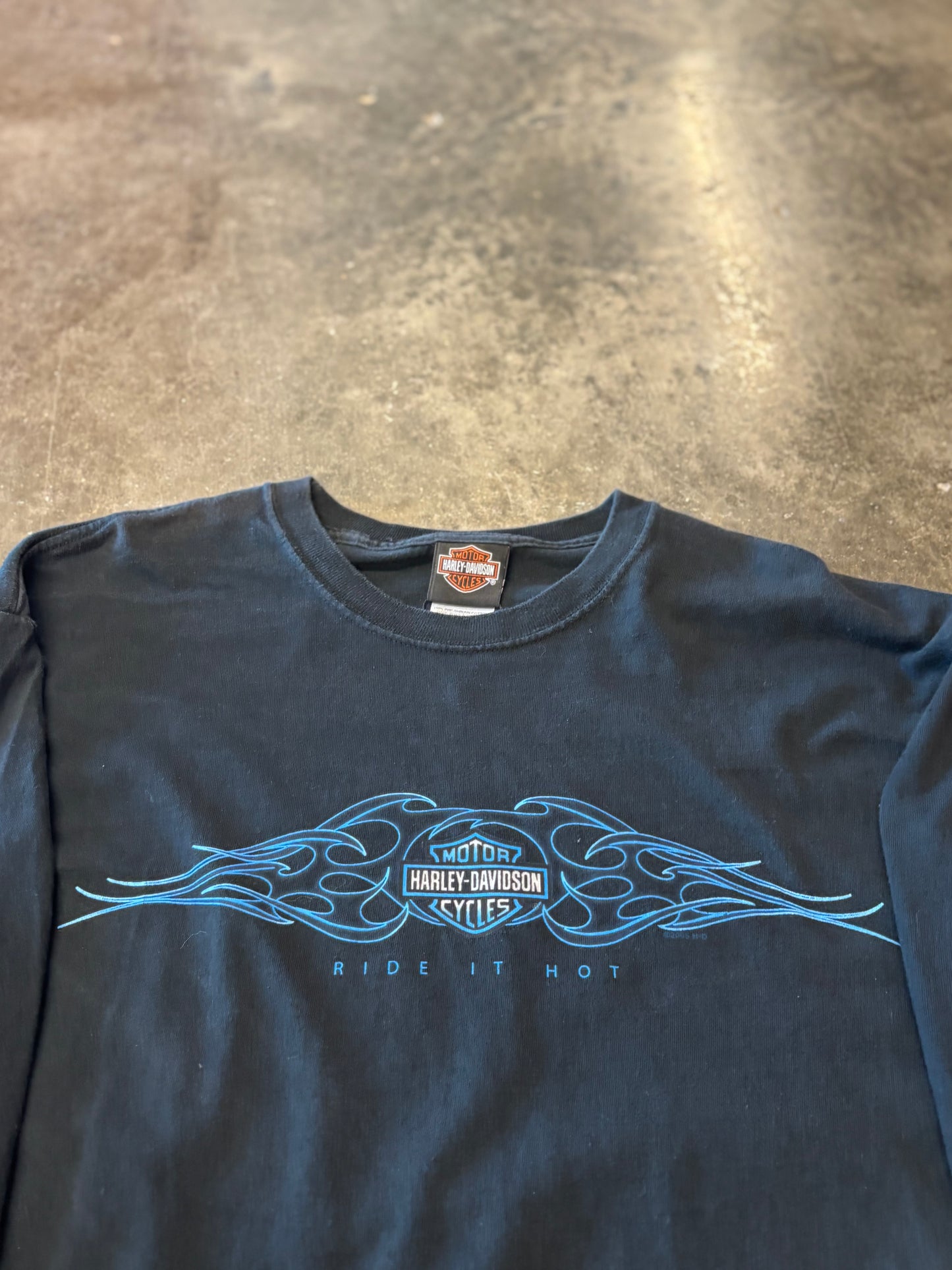 Vintage Harley Davidson blue ribbon long sleeve size large