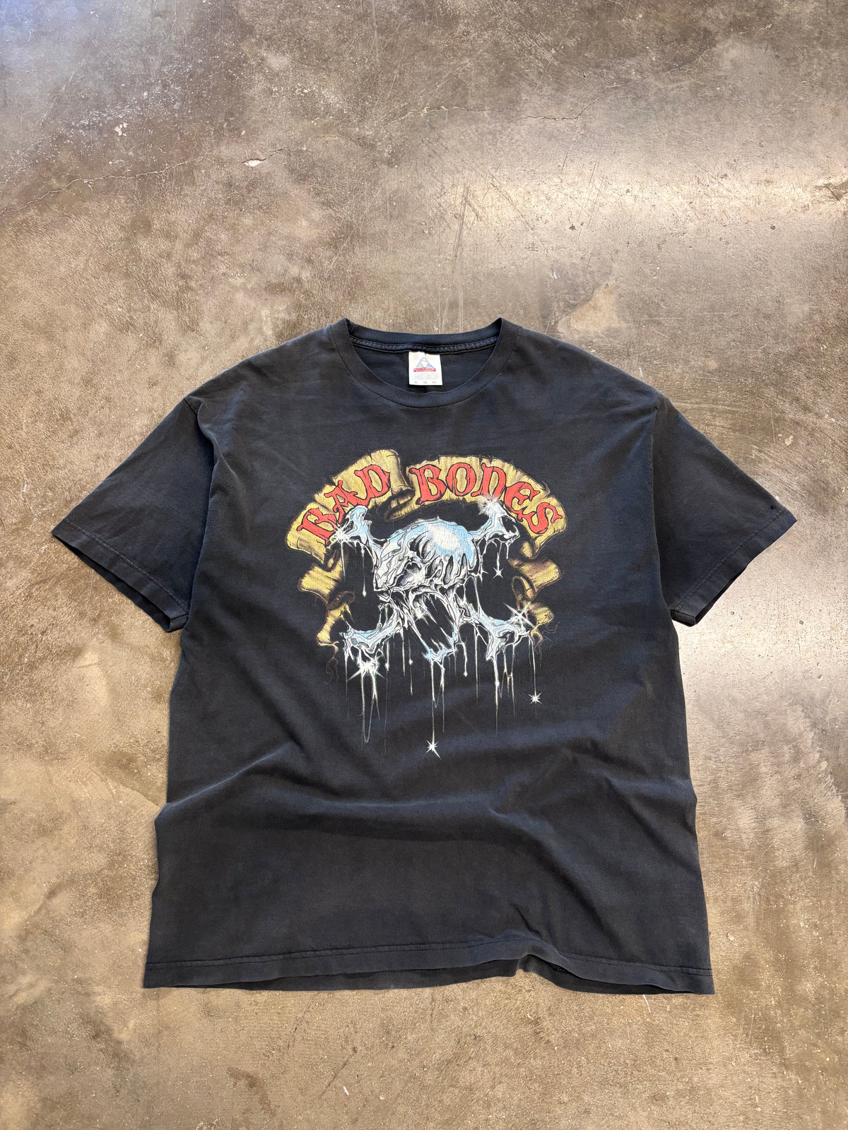 Vintage Bad Bones faded out biker shiner size Extra large