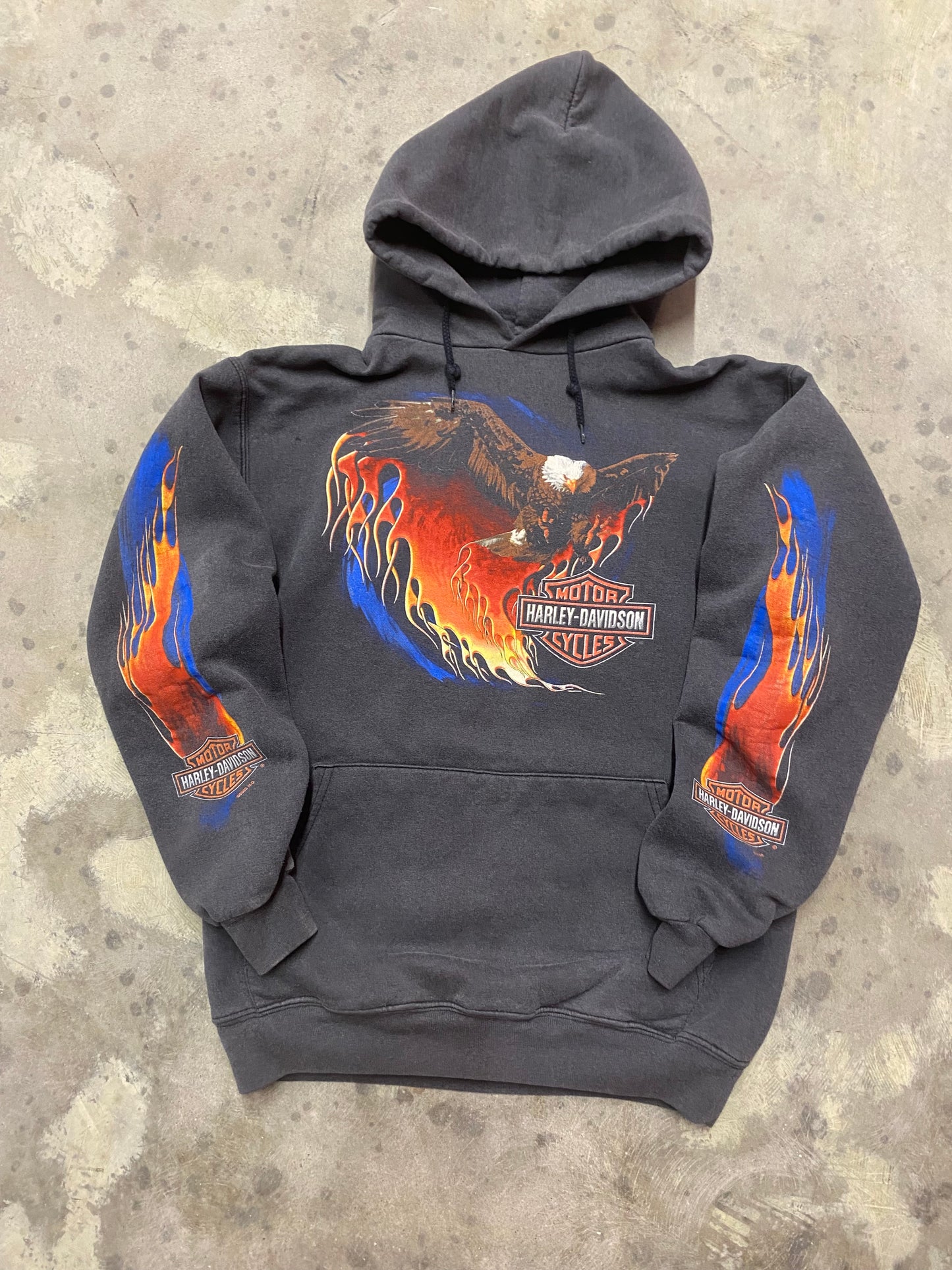 Vintage Harley Davidson Flaming Eagle Hoodie Size medium