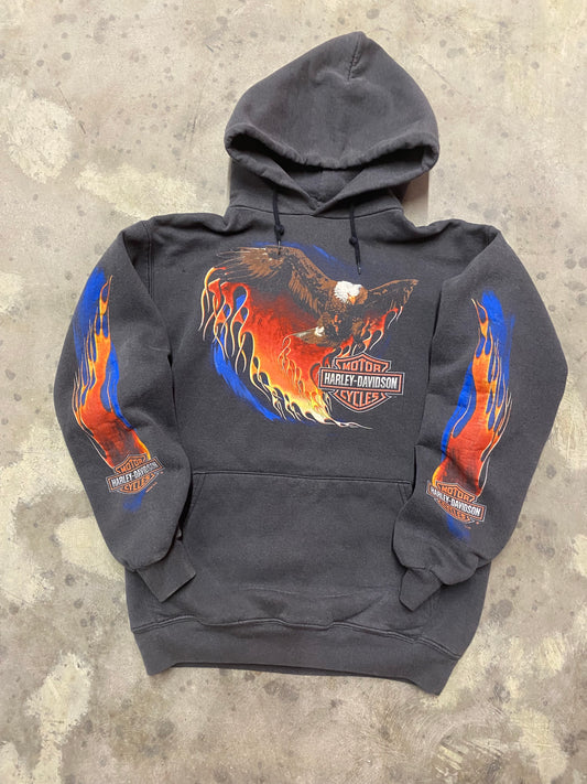 Vintage Harley Davidson Flaming Eagle Hoodie Size medium