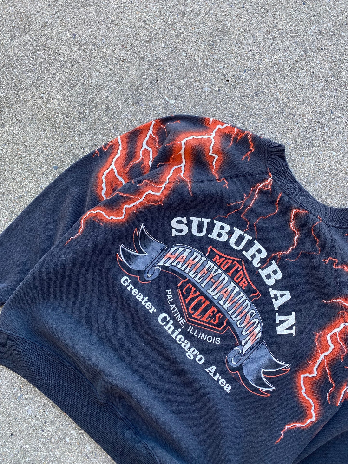 Vintage Harley Davidson lightning AOP sweatshirt size medium