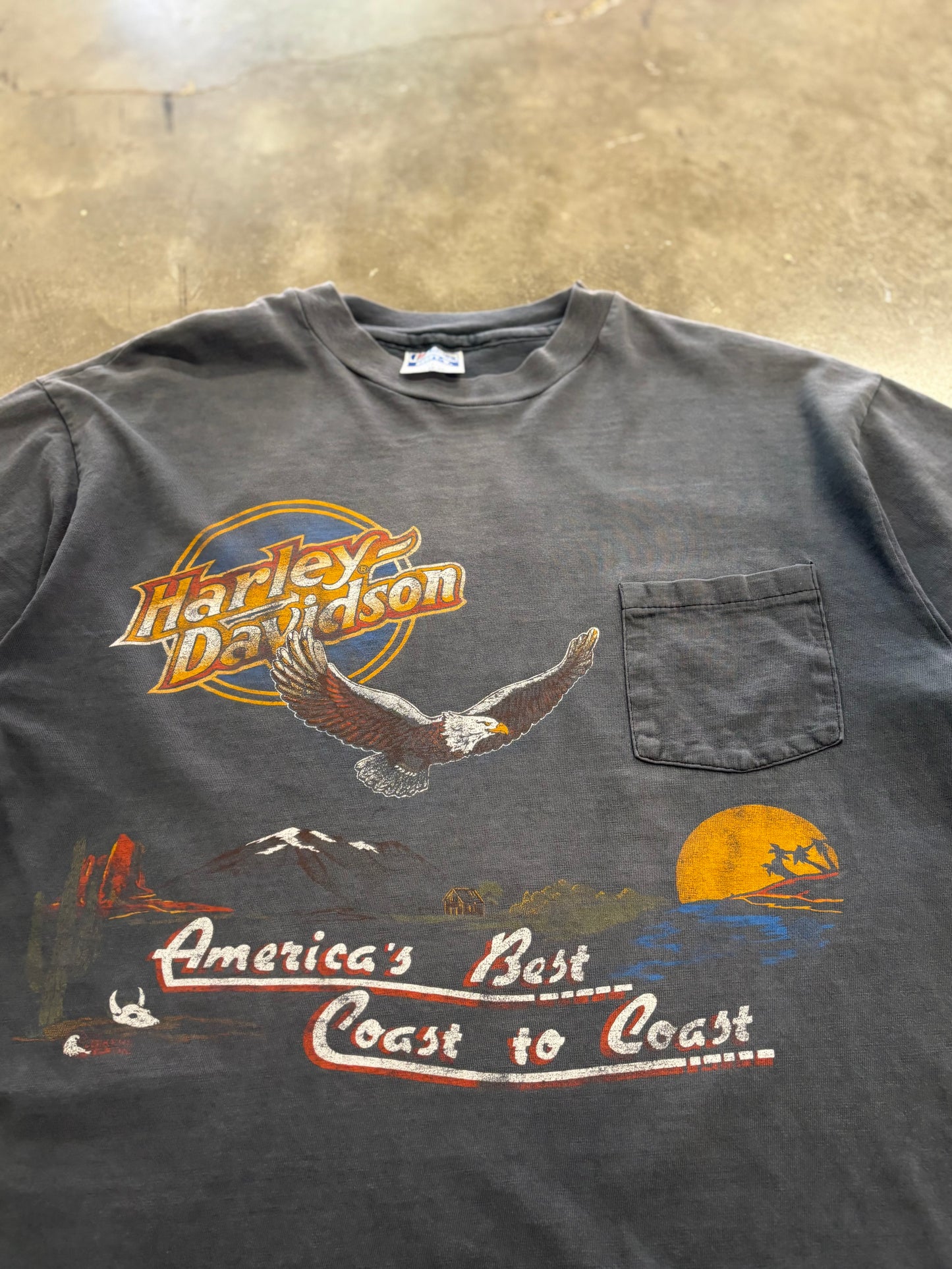 Vintage Sun Faded Harley Davidson Coast to coast 80’s shirt size xl