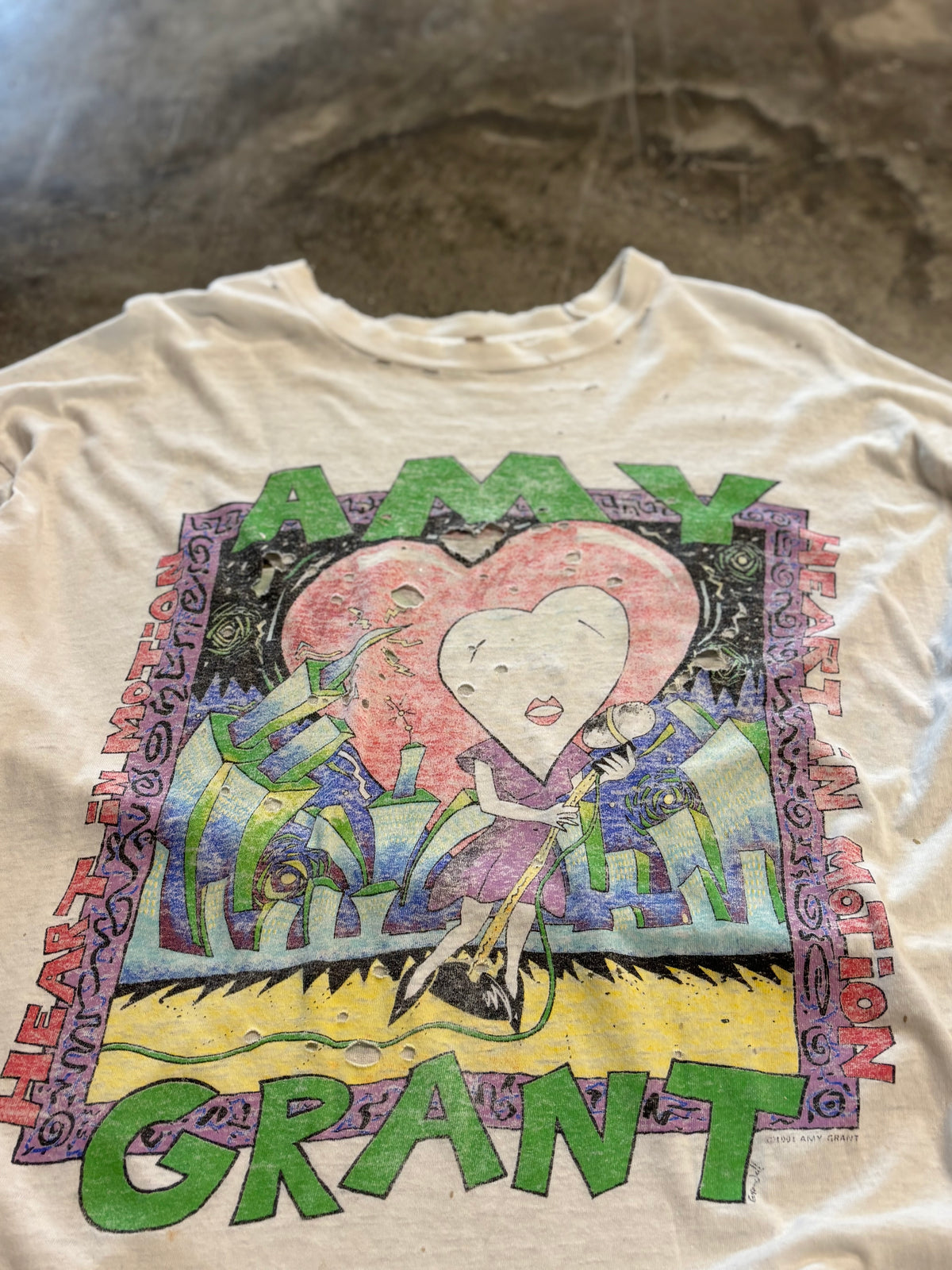 Vintage Thrashed and Distressed Amy Grant shirt size xl