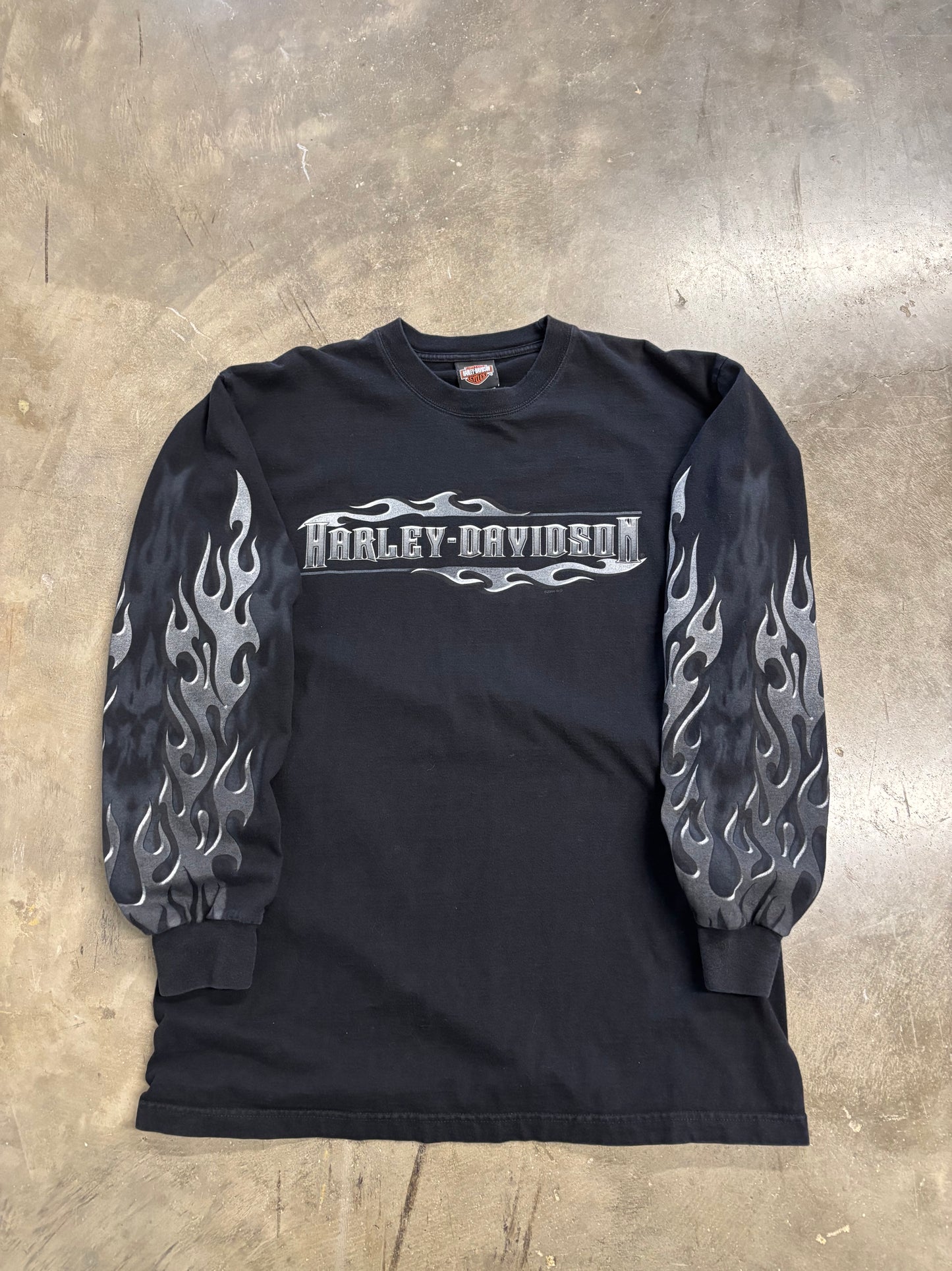 Vintage Harley Davidson chrome flame long sleeve size large