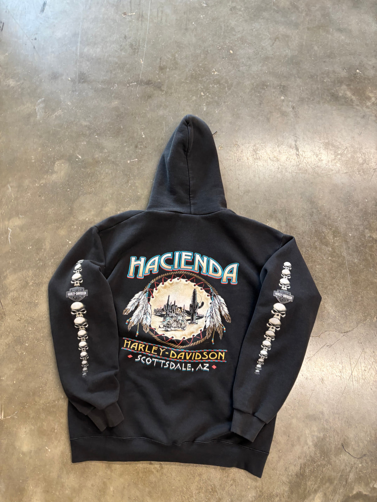 Vintage Harley Davidson skull zip up hoodie size large