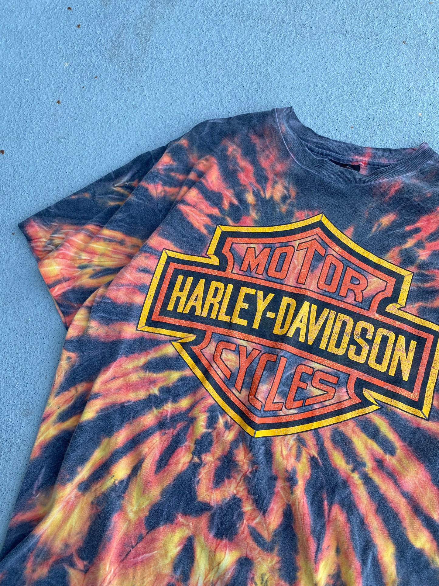 Vintage 1990 Harley Big Shield Logo Tie Dye size large