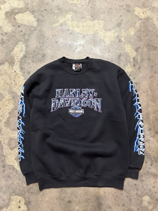 Vintage Harley Davidson Blue Lightning sweatshirt shirt size medium