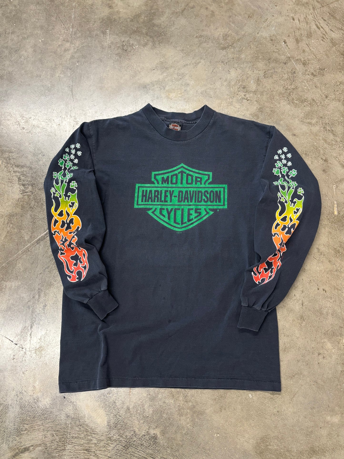 Vintage shamrock Harley long sleeve size large