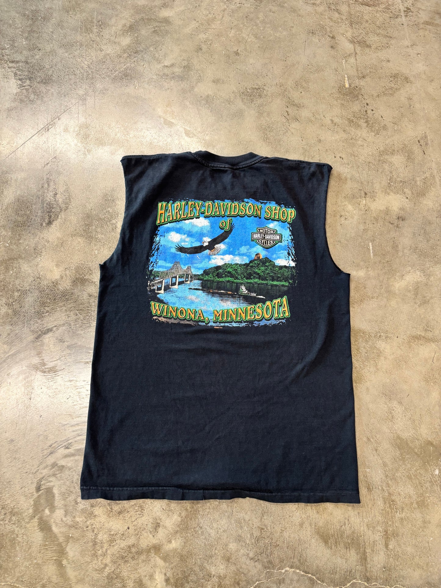 Vintage Harley Davidson Flame Mn chopped shirt size large