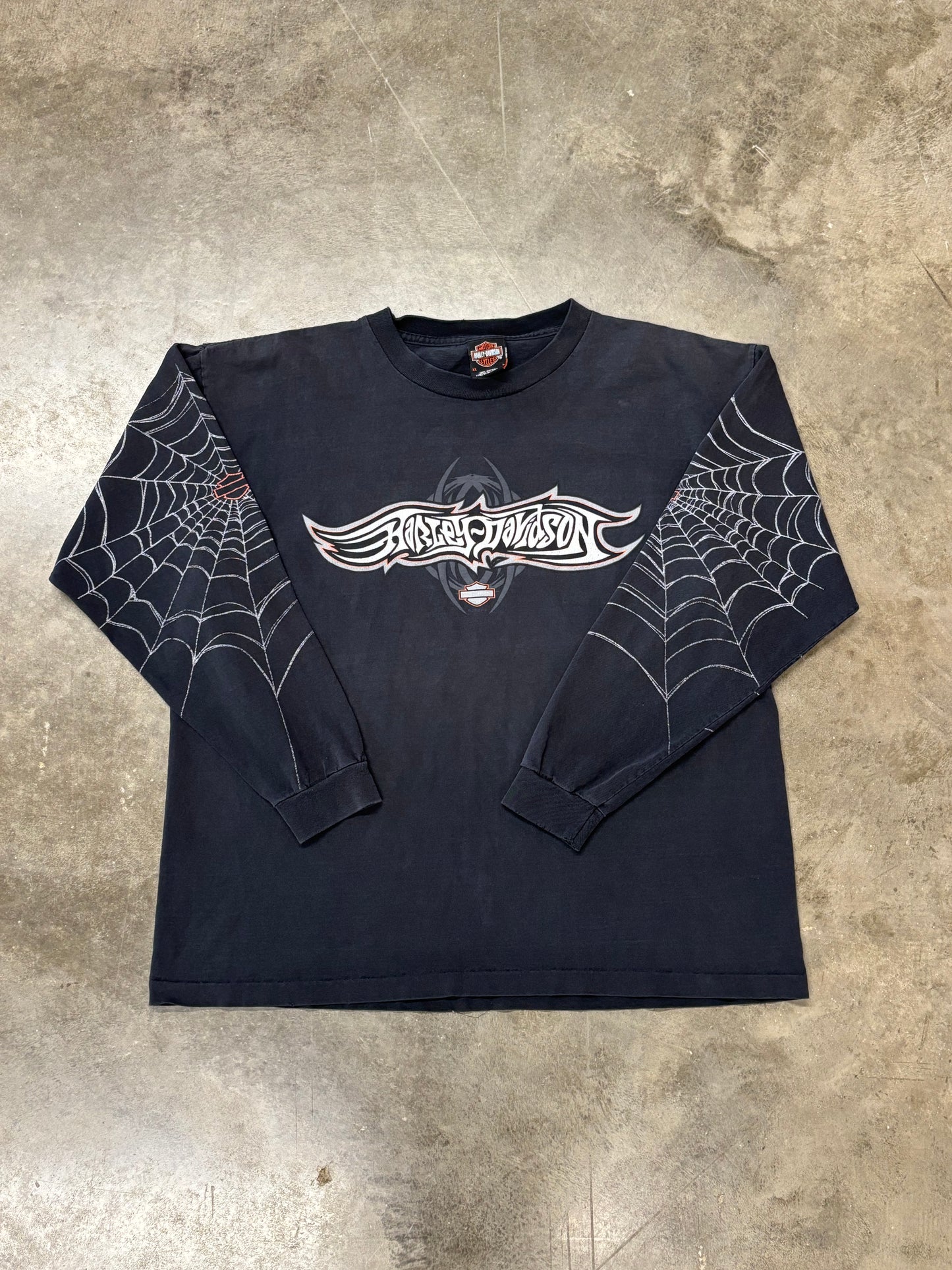 Vintage Harley Davidson spiderweb long sleeve size xl