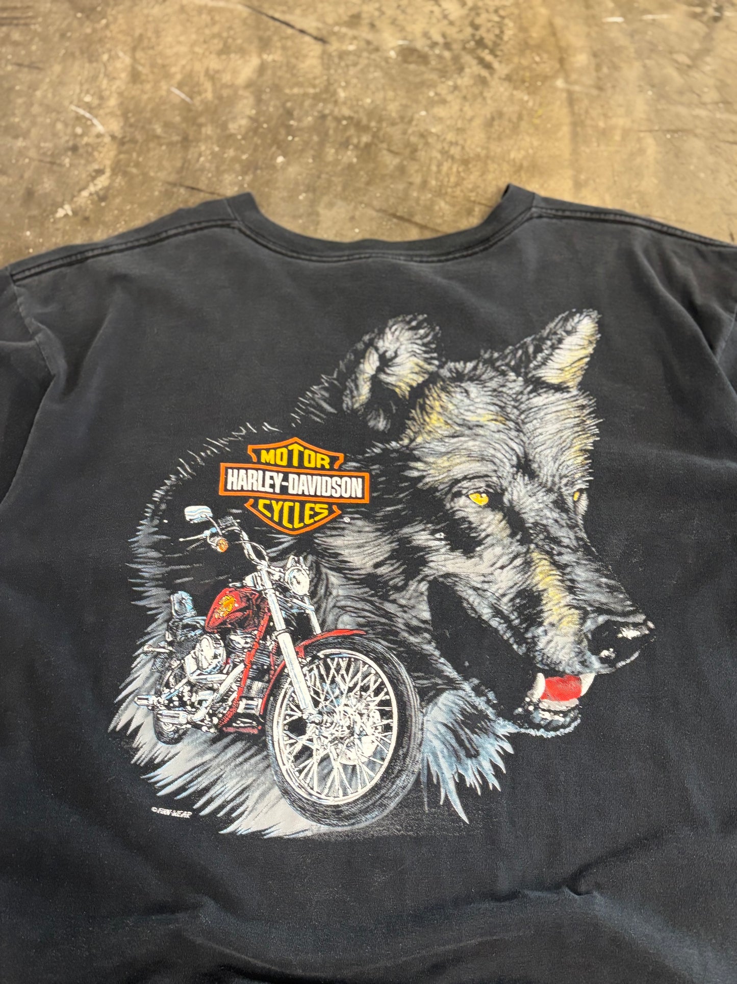 Vintage Harley Davidson Fun Wear Wolf shirt size XL