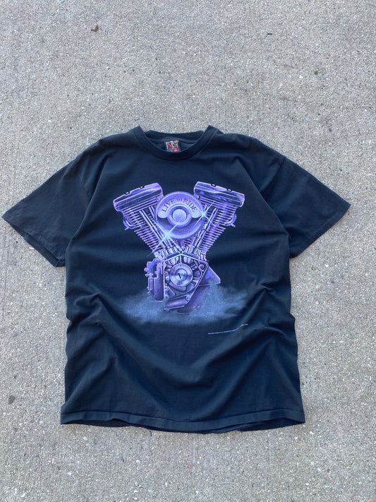 Vintage 3D Emblem Purple Shovelhead shirt size extra large