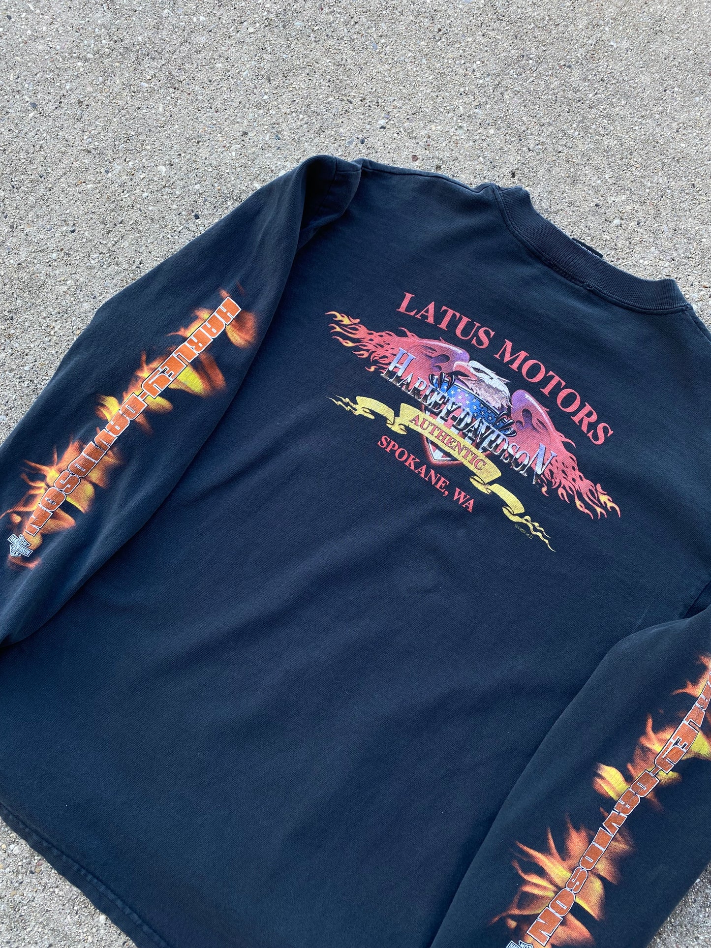 Vintage Harley Davidson Flaming shield long sleeve shirt size large