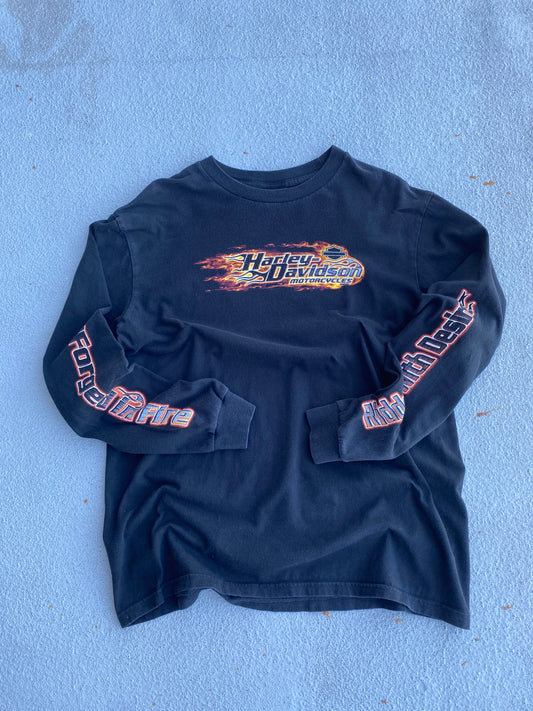 Vintage Harley Orange Flame Long sleeve size large